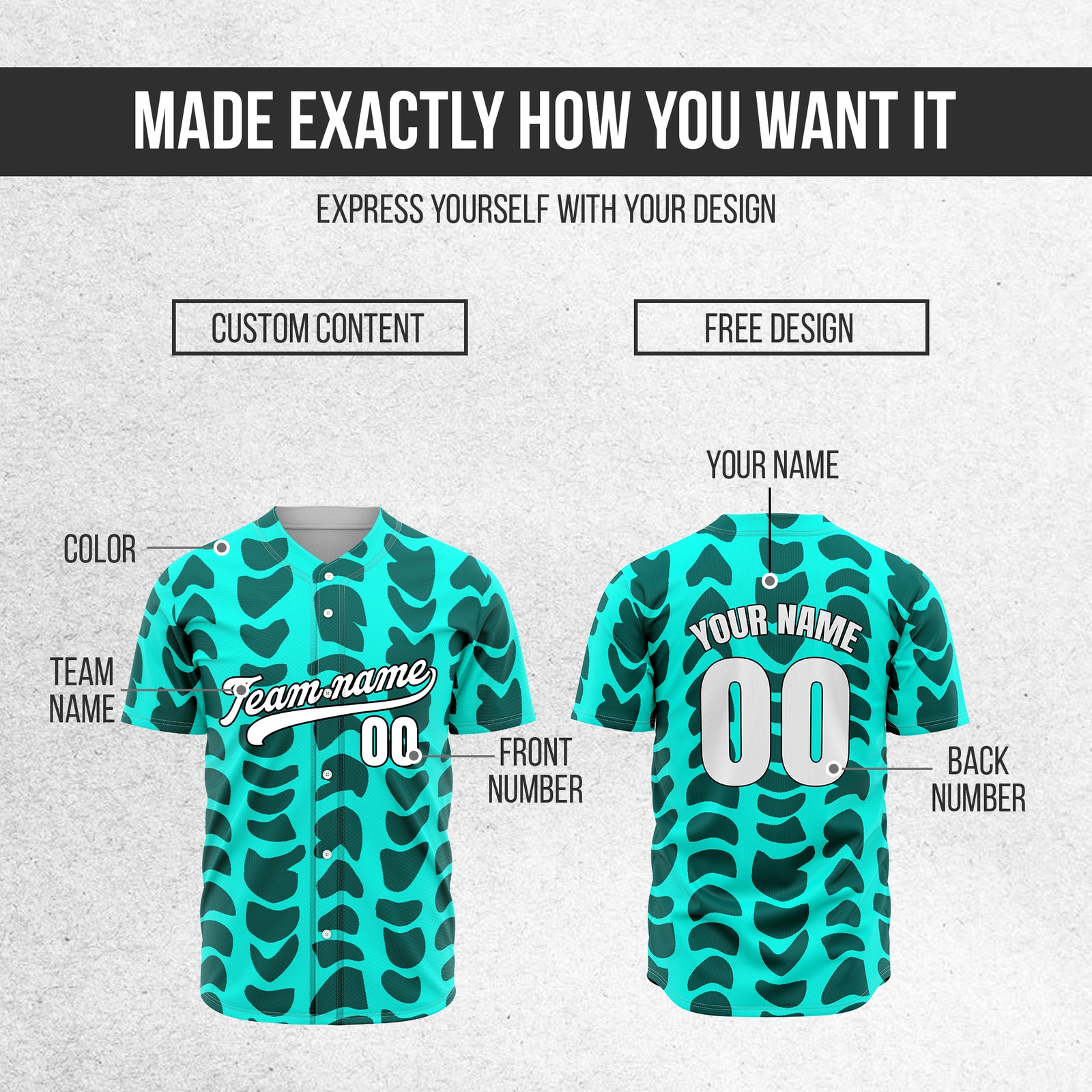 Custom Hawaii Waves Aqua Baseball Sports Jersey Personalized Uniform with Name & Number