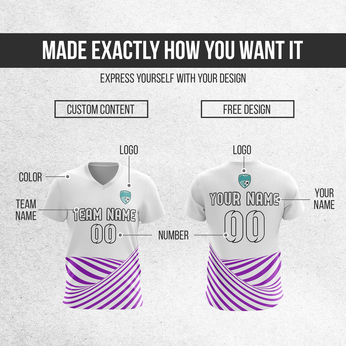 Custom WaveLine Stripe V-Neck Pattern White Soccer sport Tops Jersey