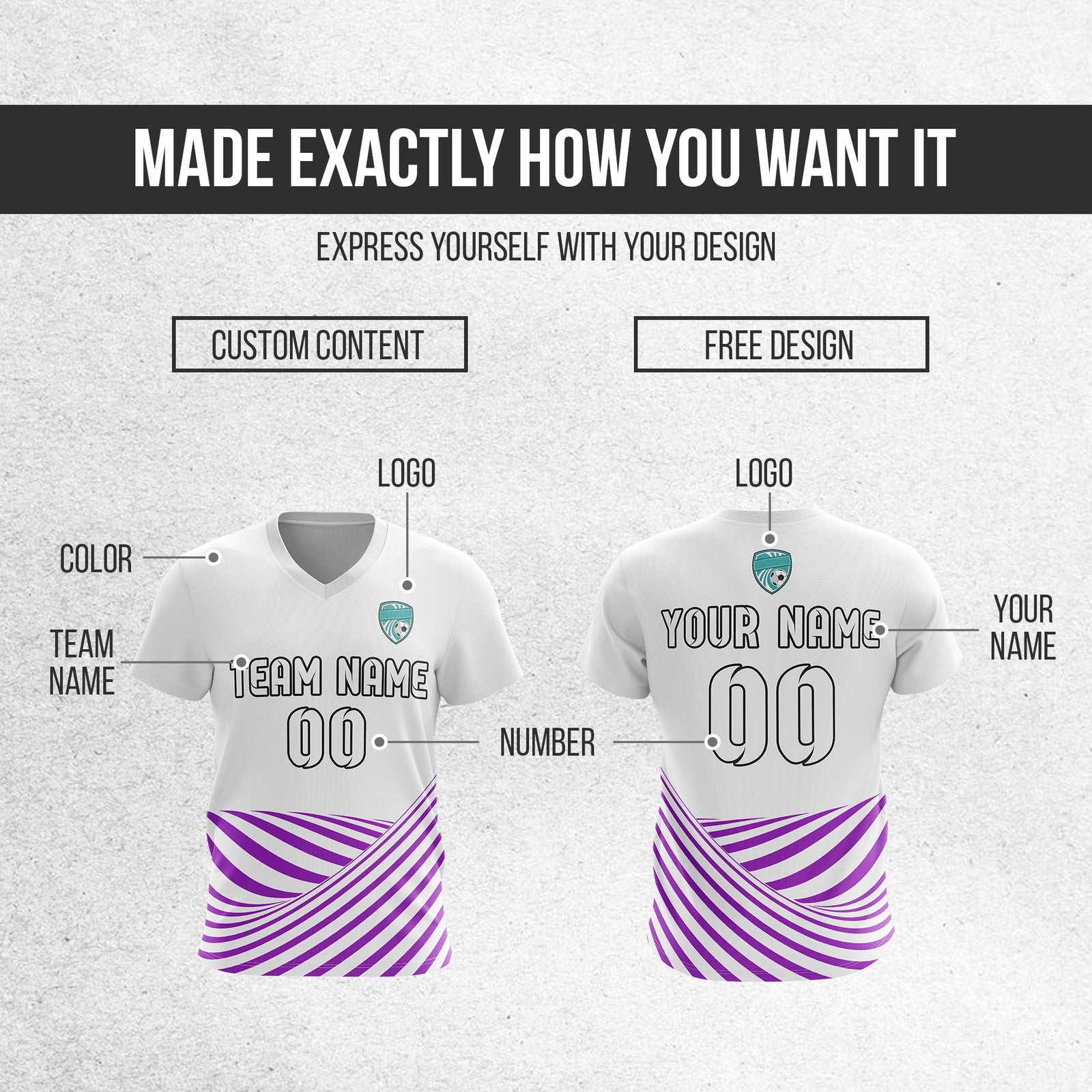 Custom WaveLine Stripe V-Neck Pattern White Soccer sport Tops Jersey