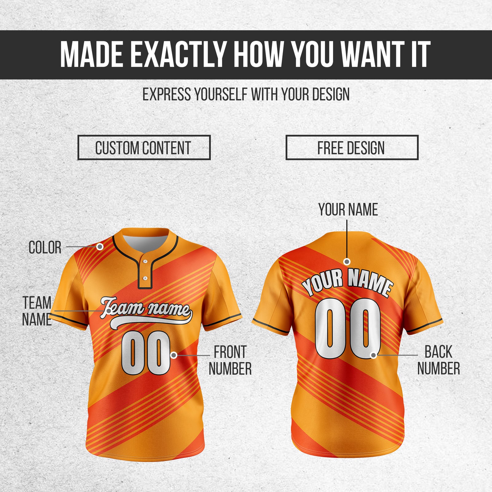 Custom Crossfire Orange Baseball Sports Jersey Personalized Uniform with Name & Number