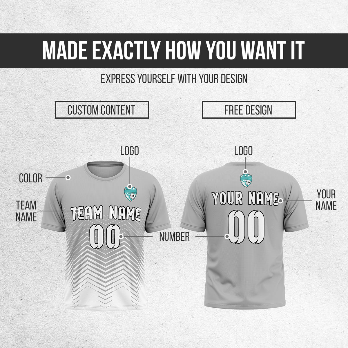 Custom Apex Strike R Side Pattern Grey Soccer sport Tops Jersey