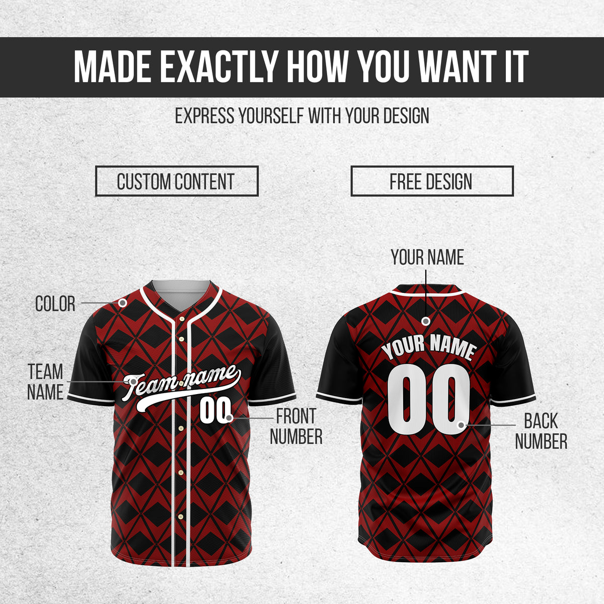 Custom Rhombus Blaze Black Baseball Sports Jersey Personalized Uniform with Name & Number