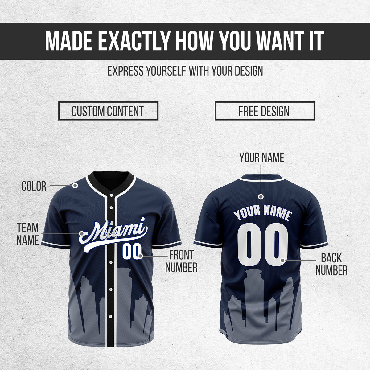 Custom City Tide Navy Baseball Sports Jersey Personalized Uniform with Name & Number