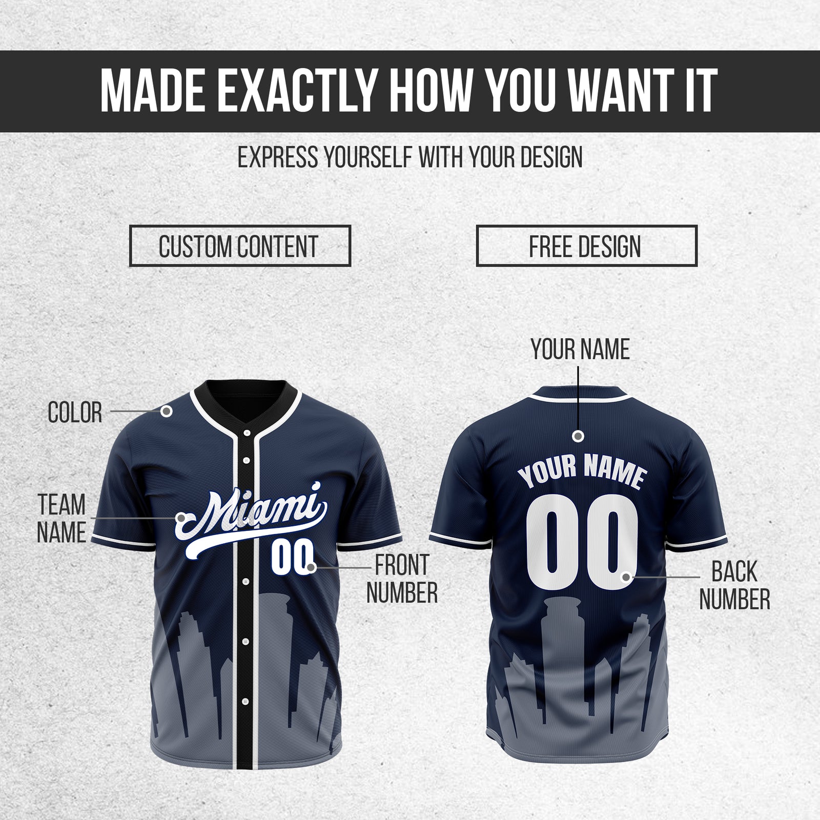 Custom City Tide Navy Baseball Sports Jersey Personalized Uniform with Name & Number
