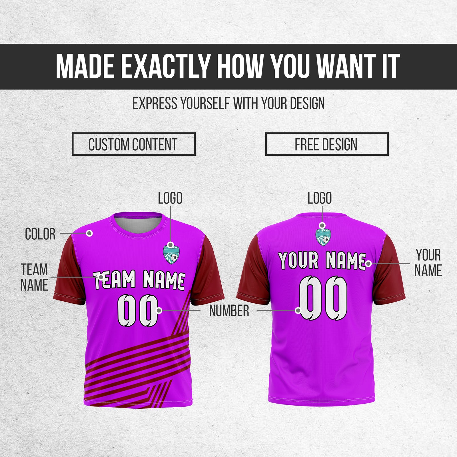 Custom Rapid Line R Side Pattern Purple Soccer sport Tops Jersey