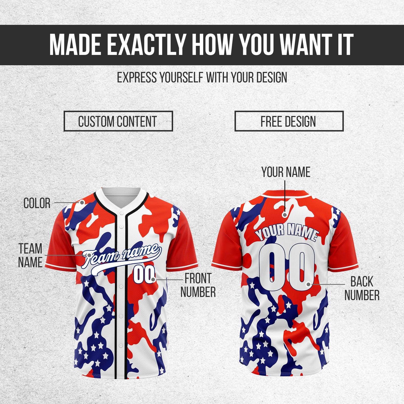 Custom American Glory Baseball Sports Jersey Personalized Uniform with Name & Number