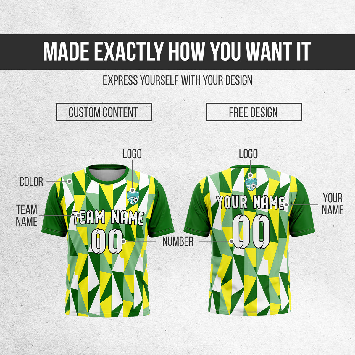 Custom Crystal R-Full Pattern Soccer Green Sport Tops Jersey