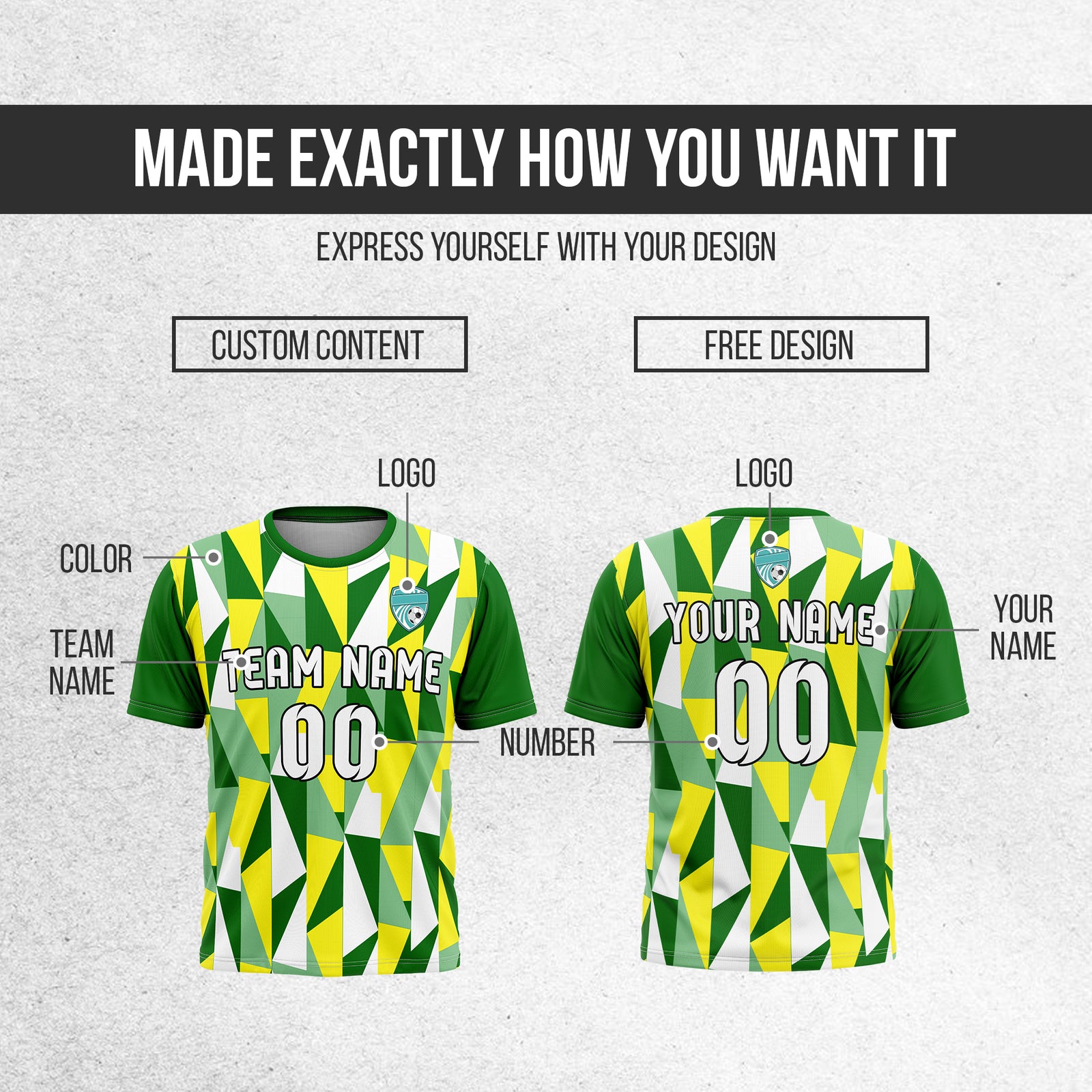 Custom Crystal R-Full Pattern Soccer Green Sport Tops Jersey