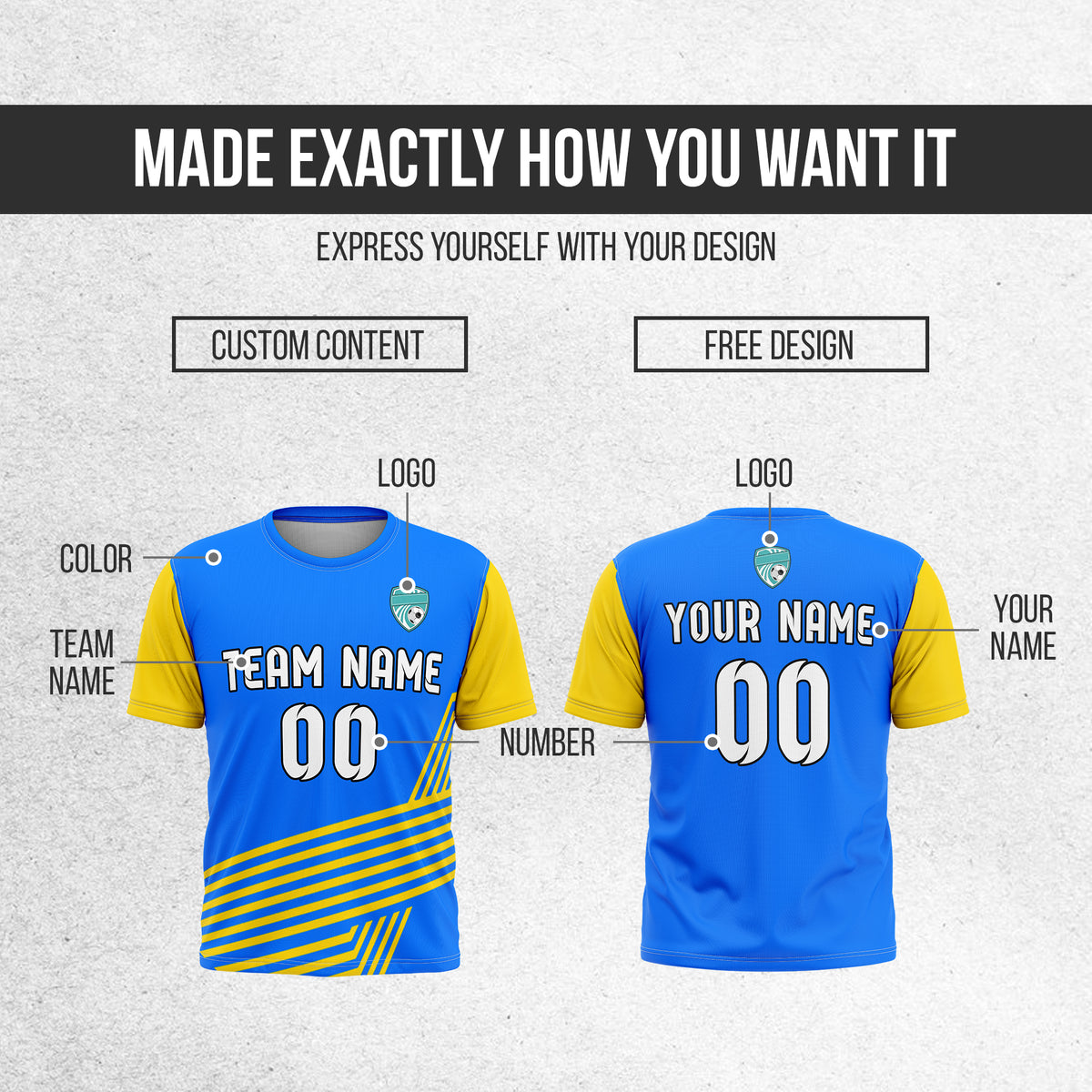 Custom Rapid Line R Side Pattern Soccer Blue sport Tops Jersey