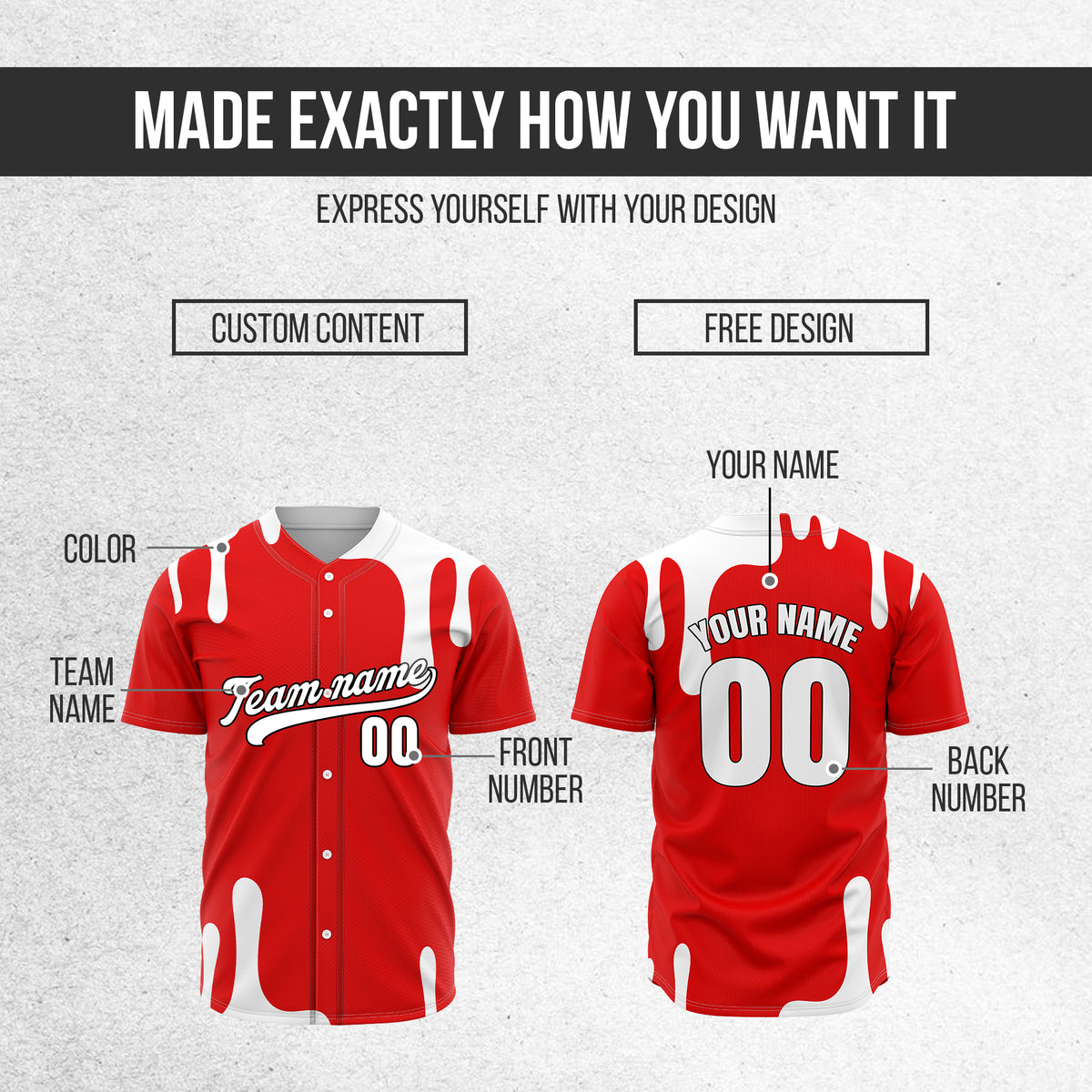 Custom Ink Dripline Red Sports Jersey Personalized Uniform with Name & Number
