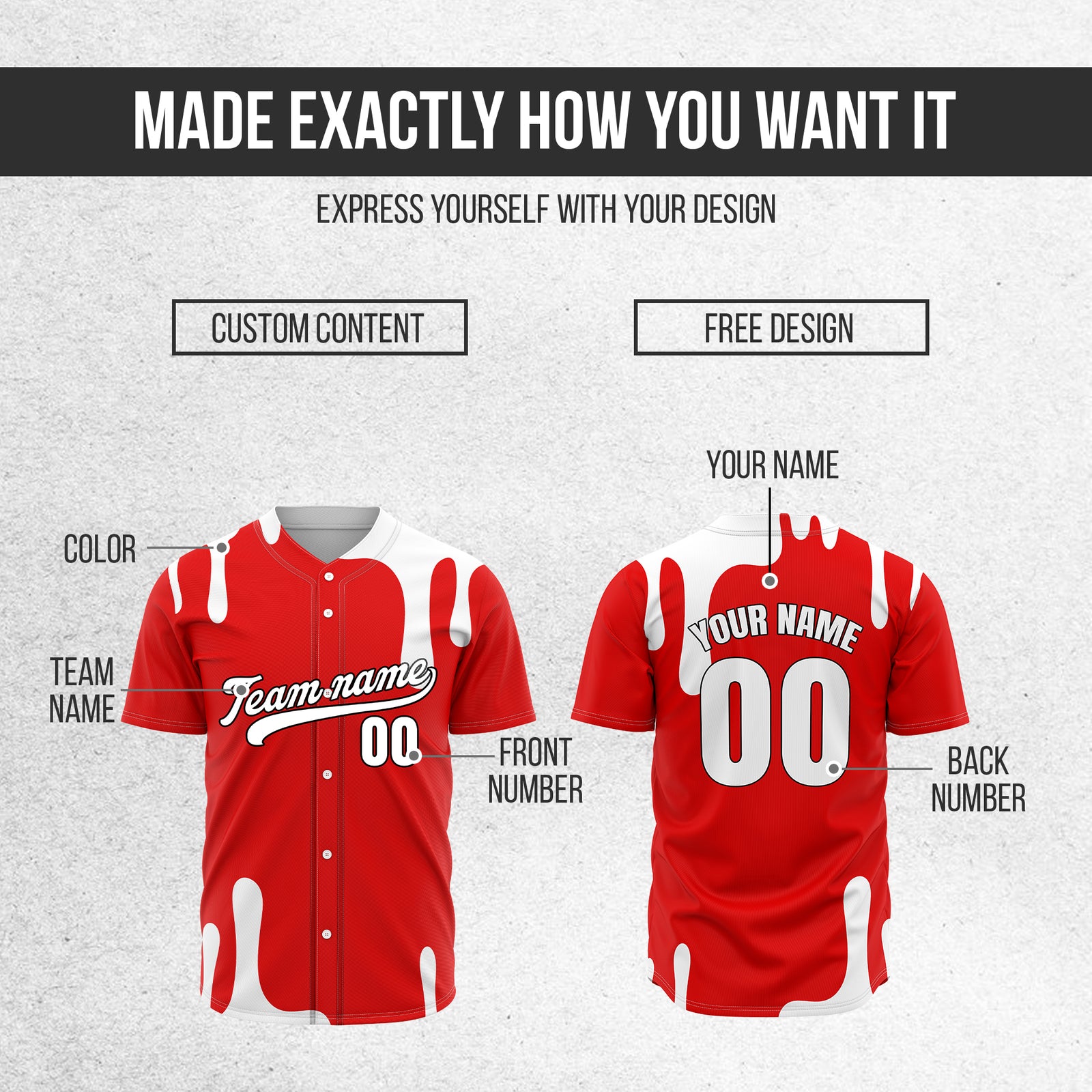 Custom Ink Dripline Red Sports Jersey Personalized Uniform with Name & Number