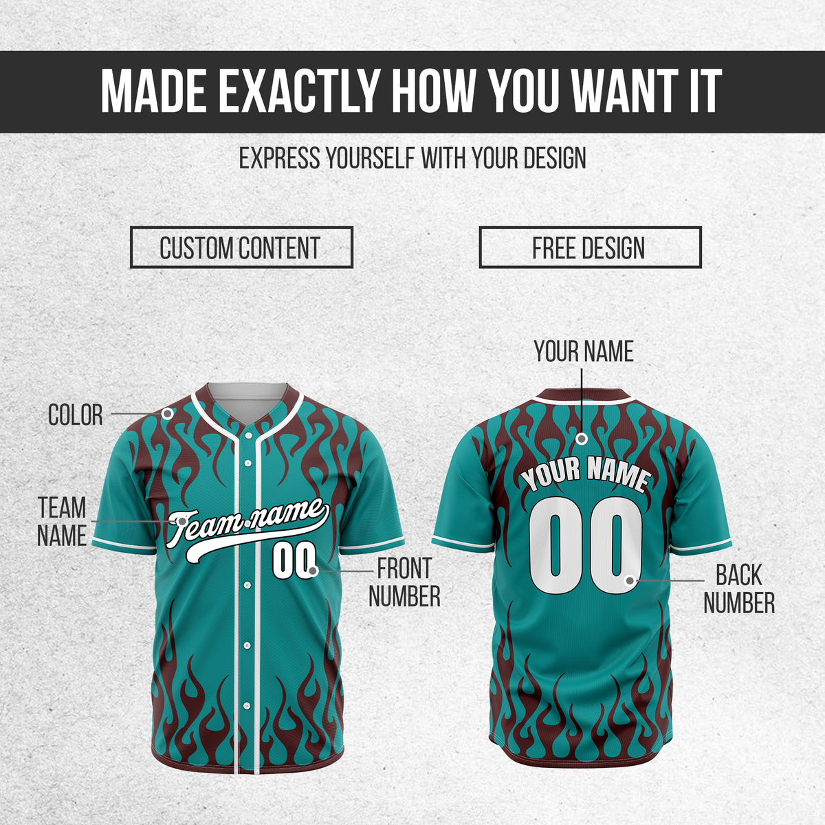 Custom Frostburn Teal Baseball Sports Jersey Personalized Uniform with Name & Number