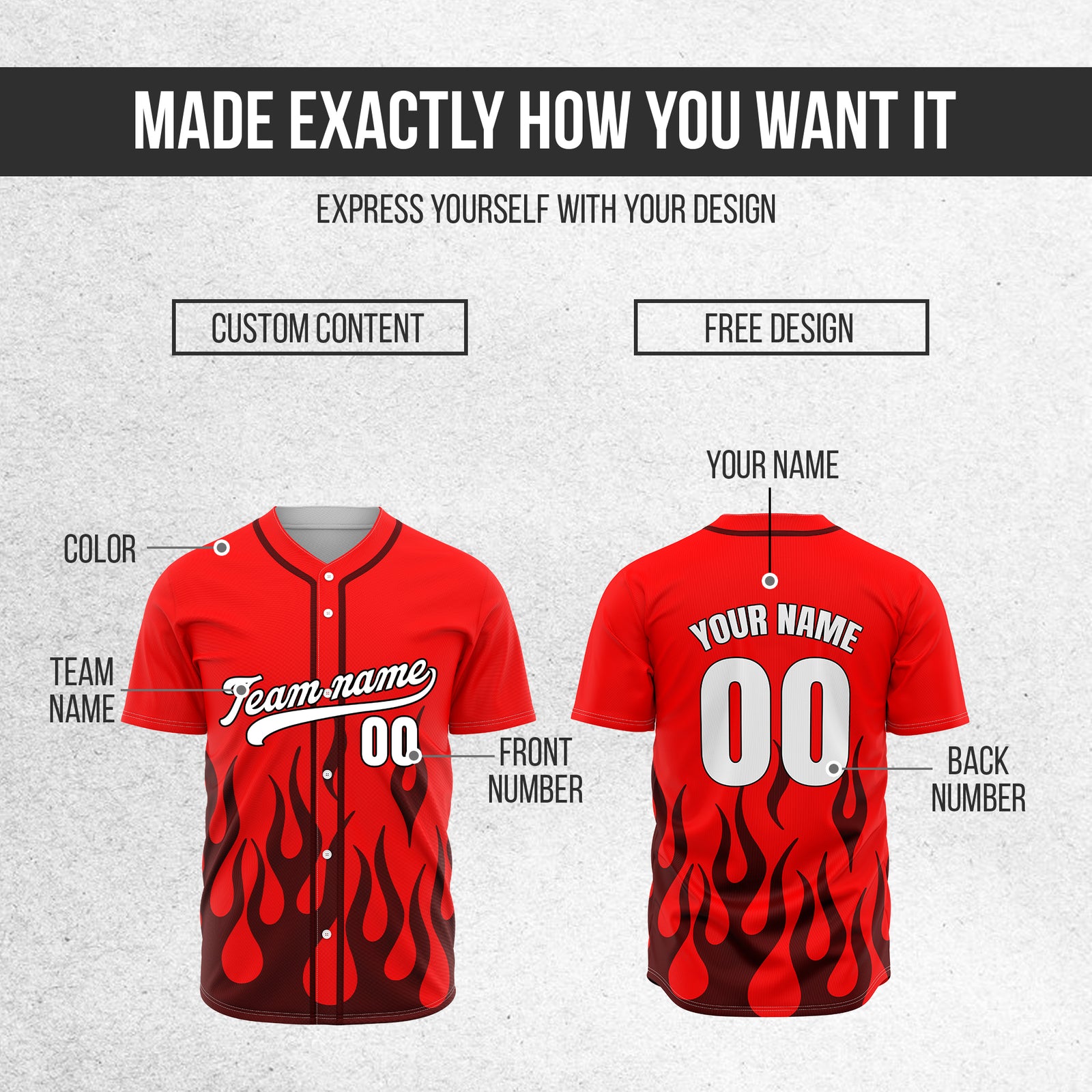 Custom Frost Fire Red Baseball Sports Jersey Personalized Uniform with Name & Number