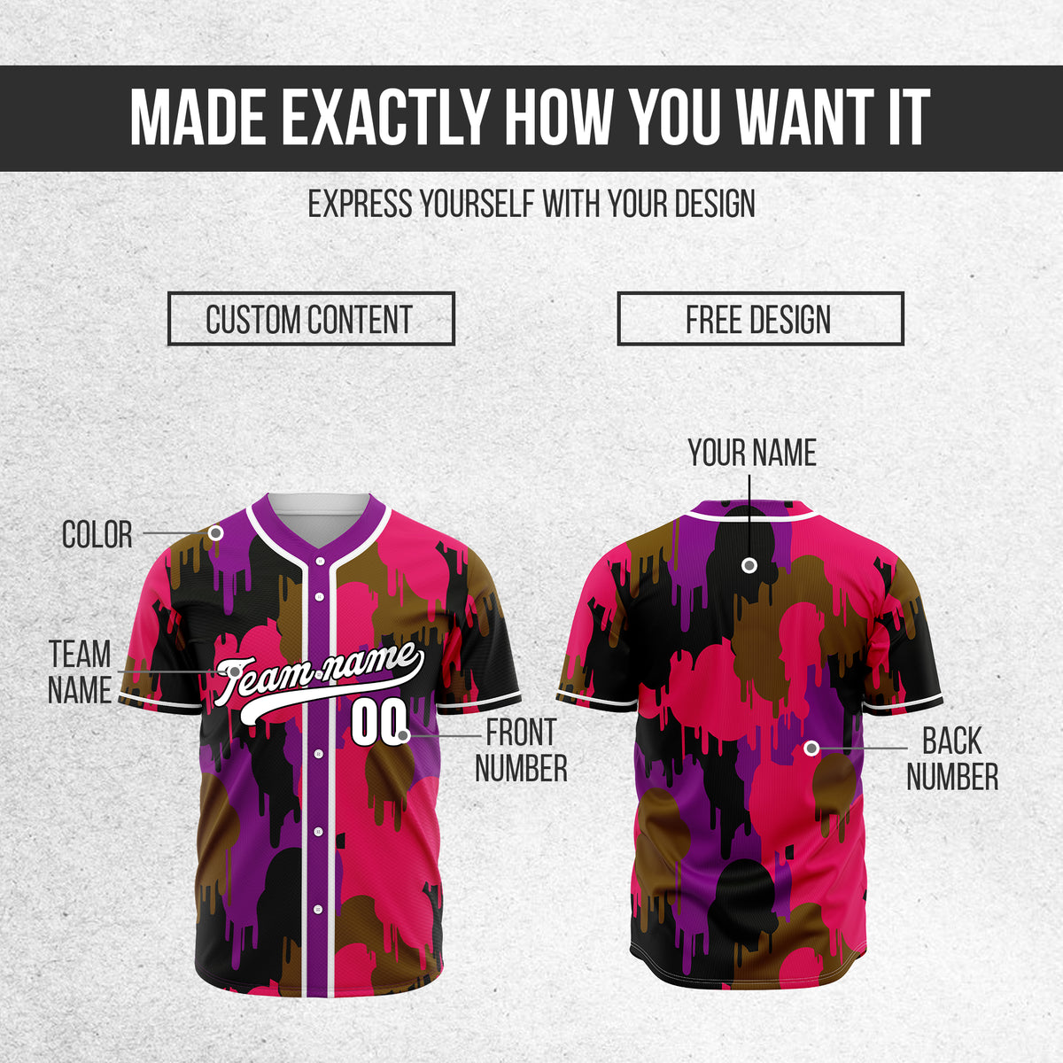 Custom Paint Hustlers Purple Baseball Sports Jersey Personalized Uniform with Name & Number