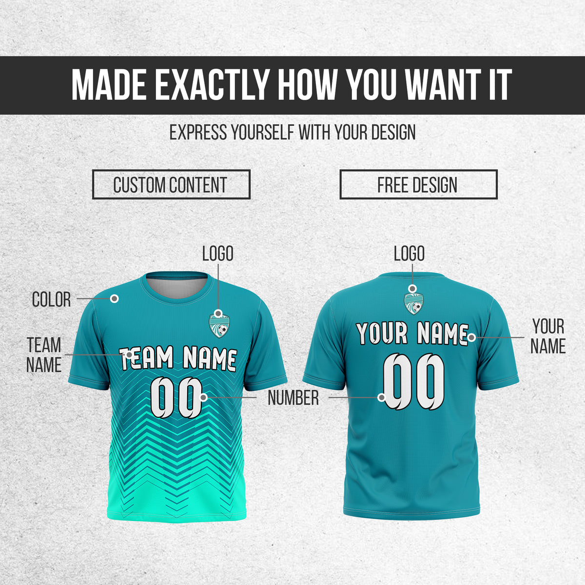 Custom Apex Strike R Side Pattern Teal Soccer sport Tops Jersey