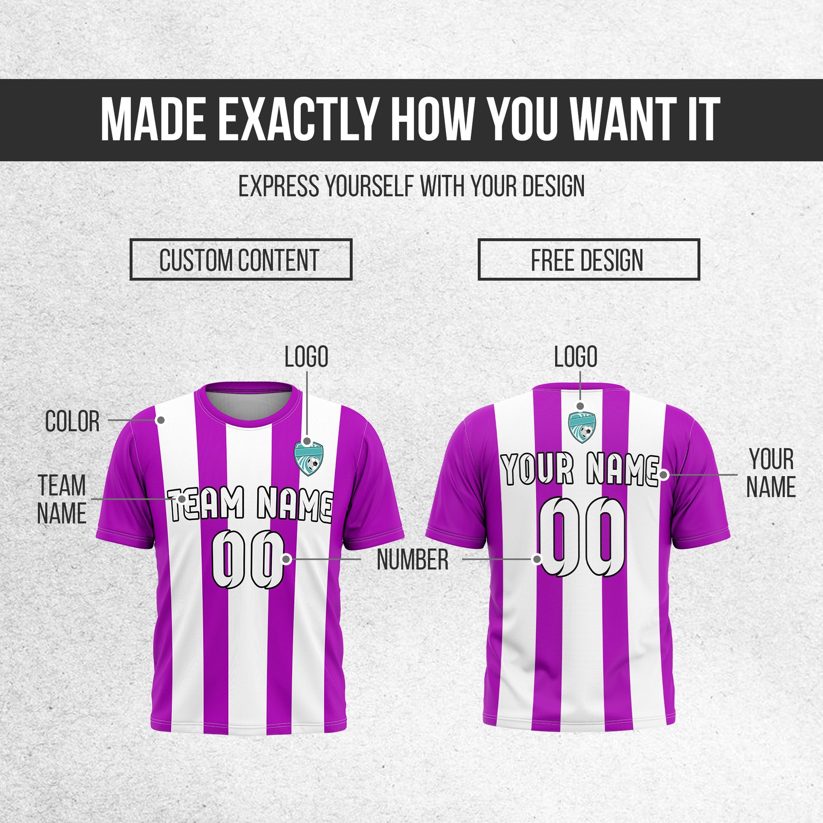 Custom Striker Stripe Purple Soccer sport Tops Jersey