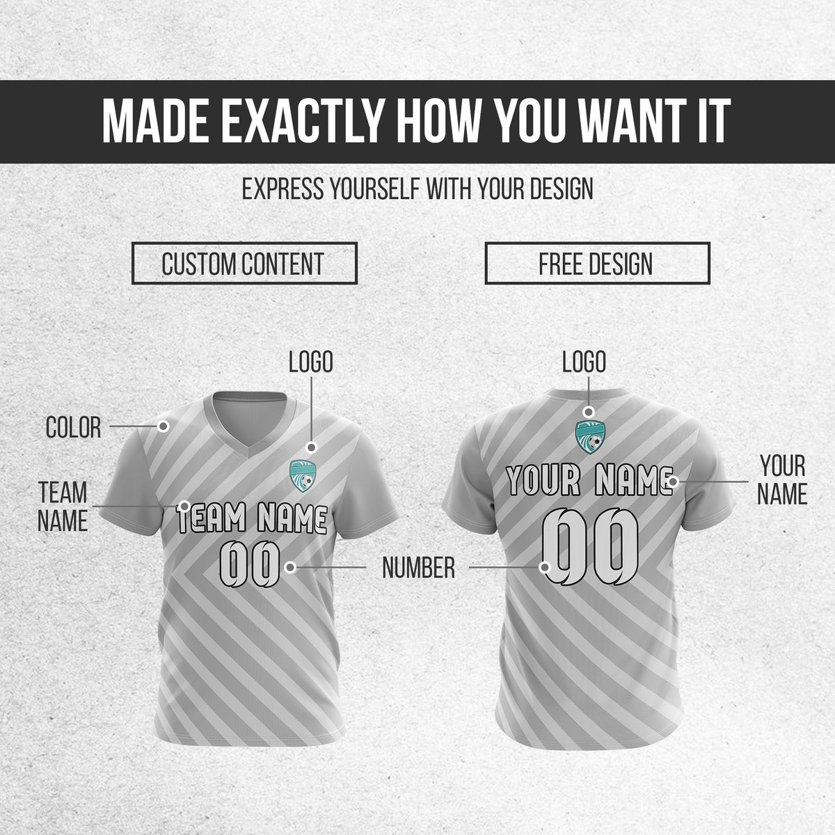 Custom Swift Stripe V-Neck Grey Soccer sport Tops Jersey