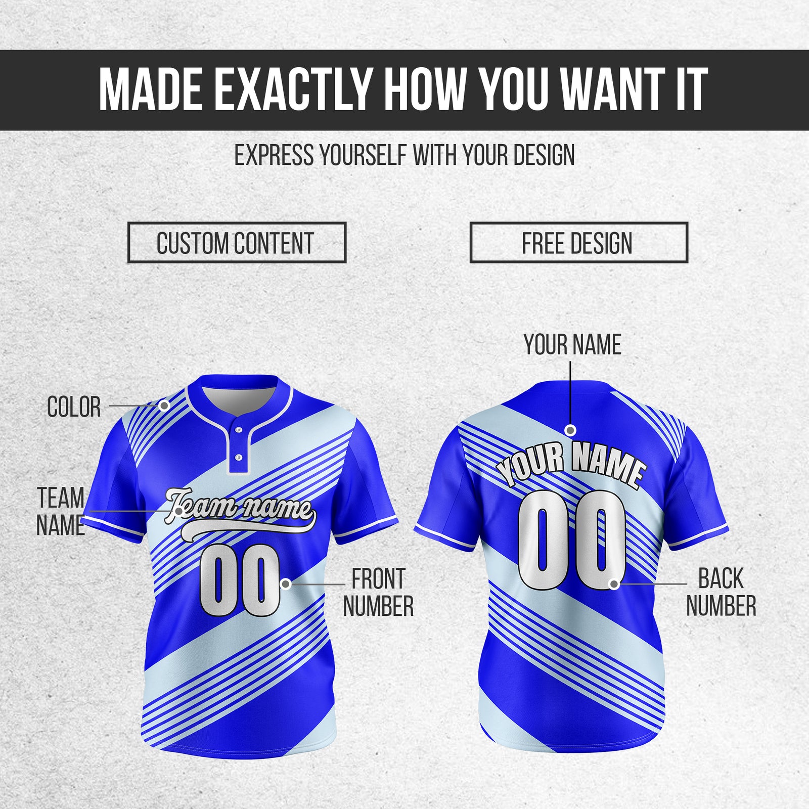 Custom Crossfire Blue Baseball Sports Jersey Personalized Uniform with Name & Number