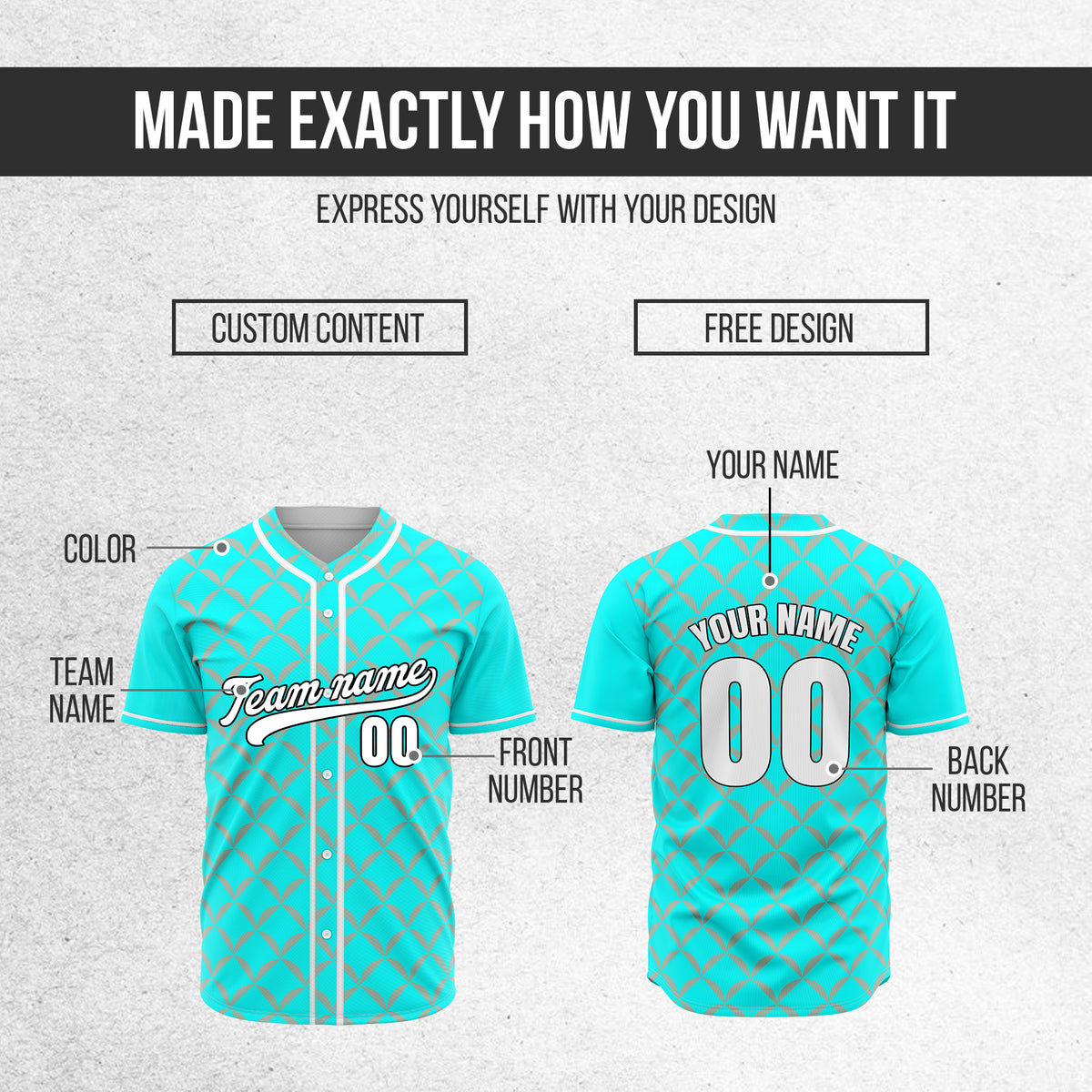 Custom Vertex Vibe Aqua Baseball Sports Jersey Personalized Uniform with Name & Number