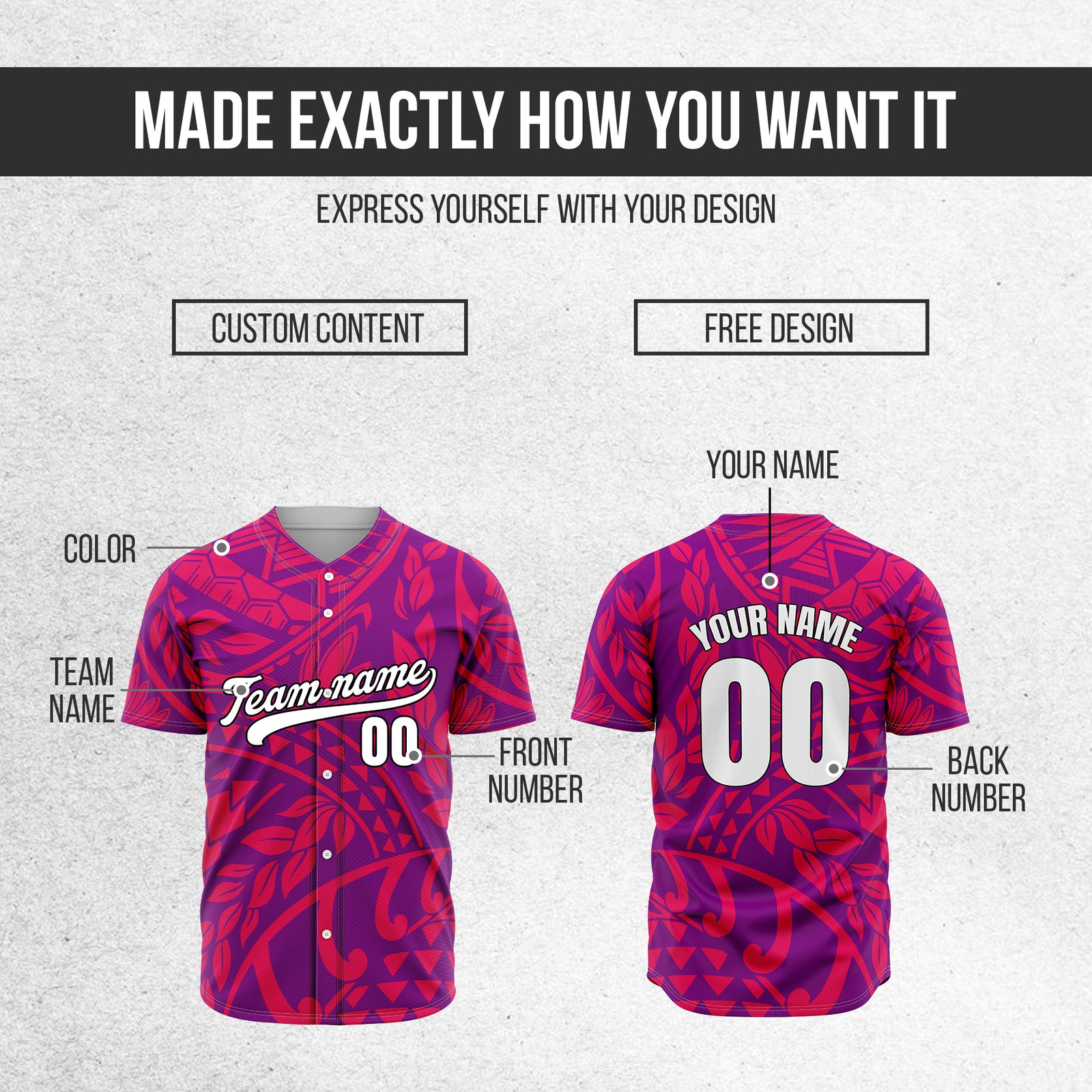 Custom Hawaii Storm Purple Baseball Sports Jersey Personalized Uniform with Name & Number