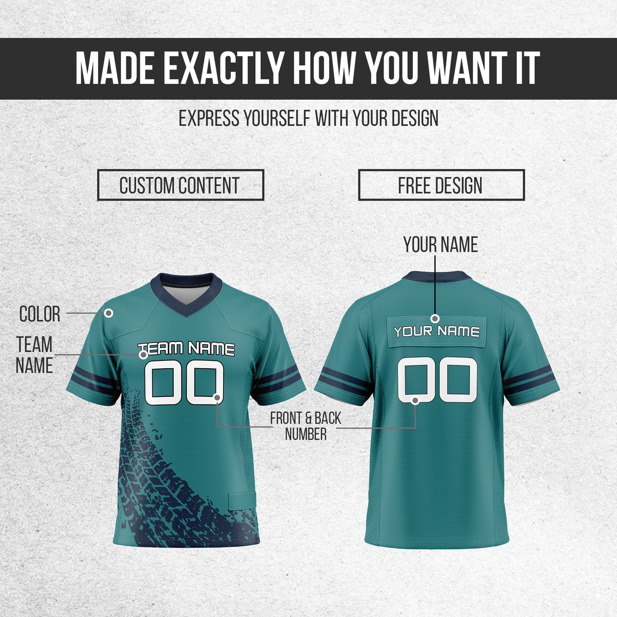 Custom Elite Teal Drift Fashion Pattern Mesh Authentic Football Jersey