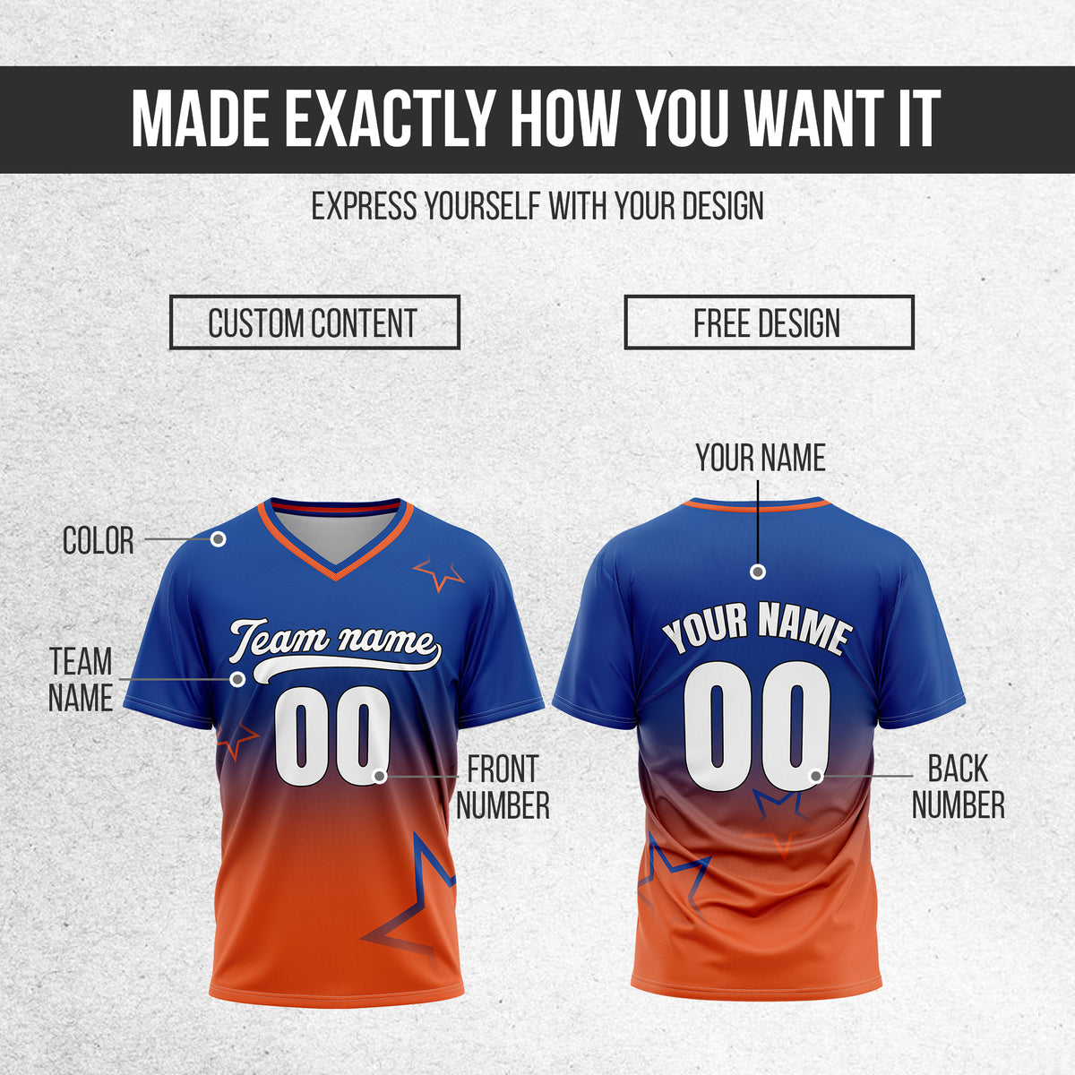 Custom Star Gradient Baseball Navy Sports Jersey Personalized Uniform with Name & Number
