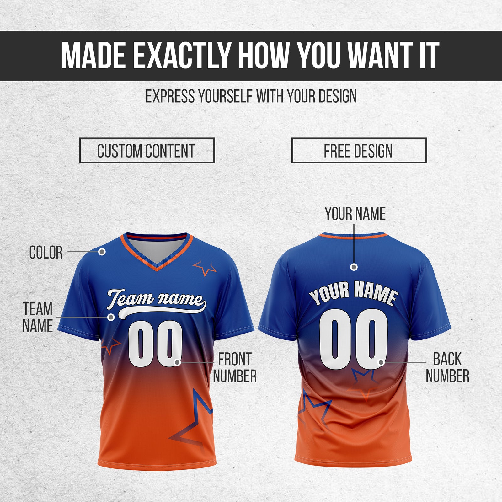 Custom Star Gradient Baseball Navy Sports Jersey Personalized Uniform with Name & Number