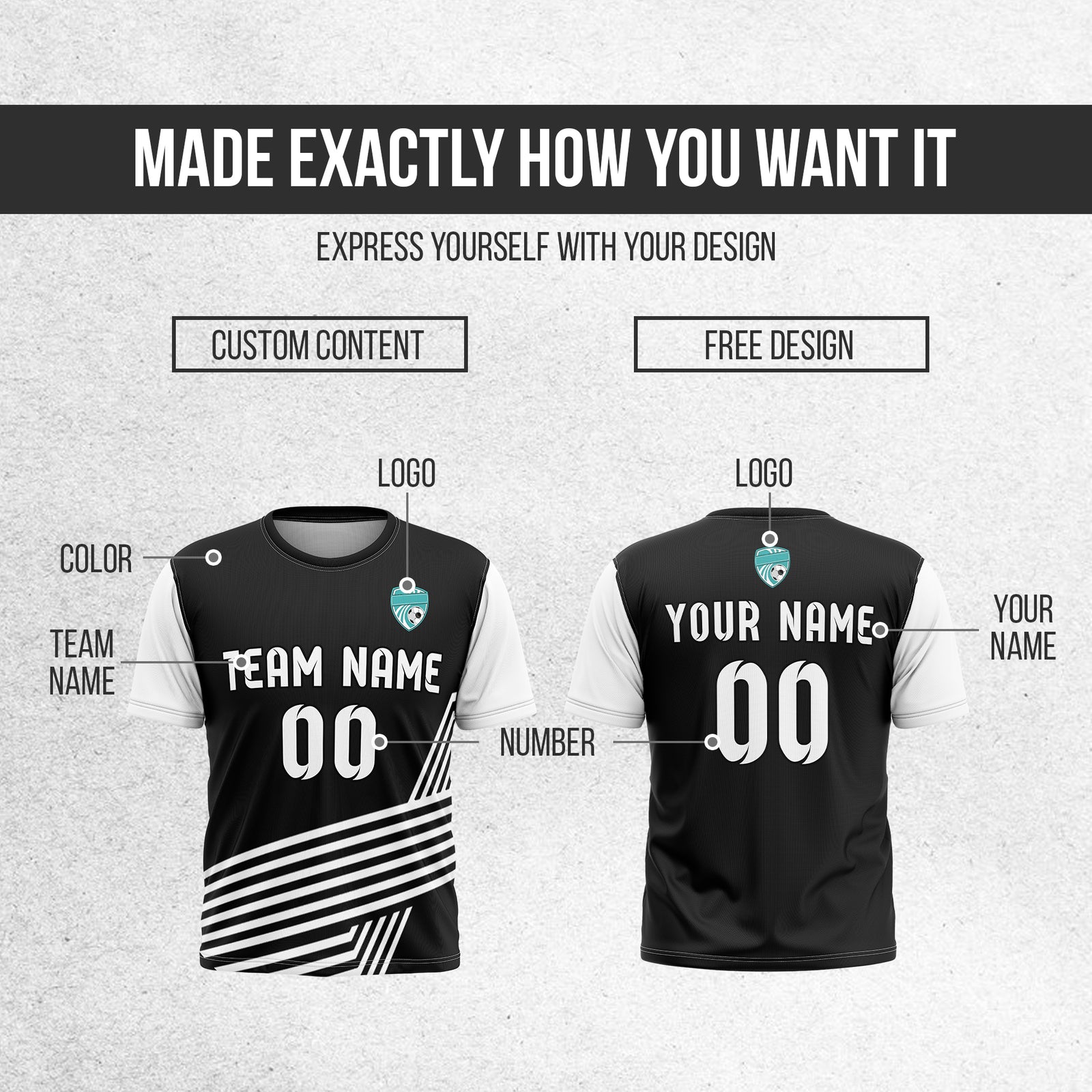 Custom Rapid Line R Side Pattern Soccer Black sport Tops Jersey