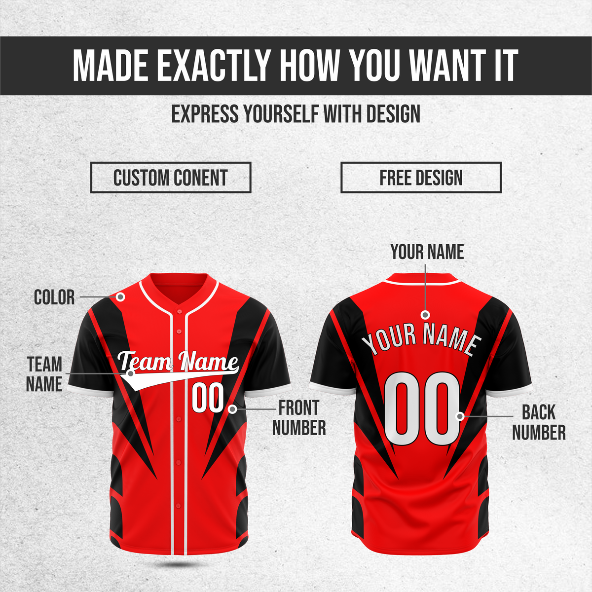Custom Panel Flow Baseball Red Sports Jersey Personalized Uniform with Name & Number