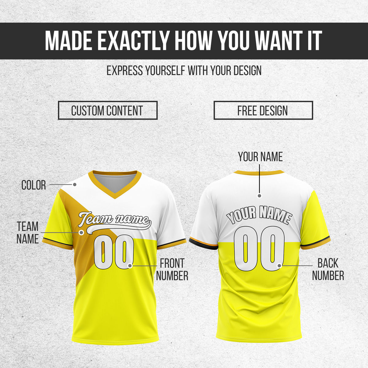 Custom FlexCore Yellow Baseball Sports Jersey Personalized Uniform with Name & Number