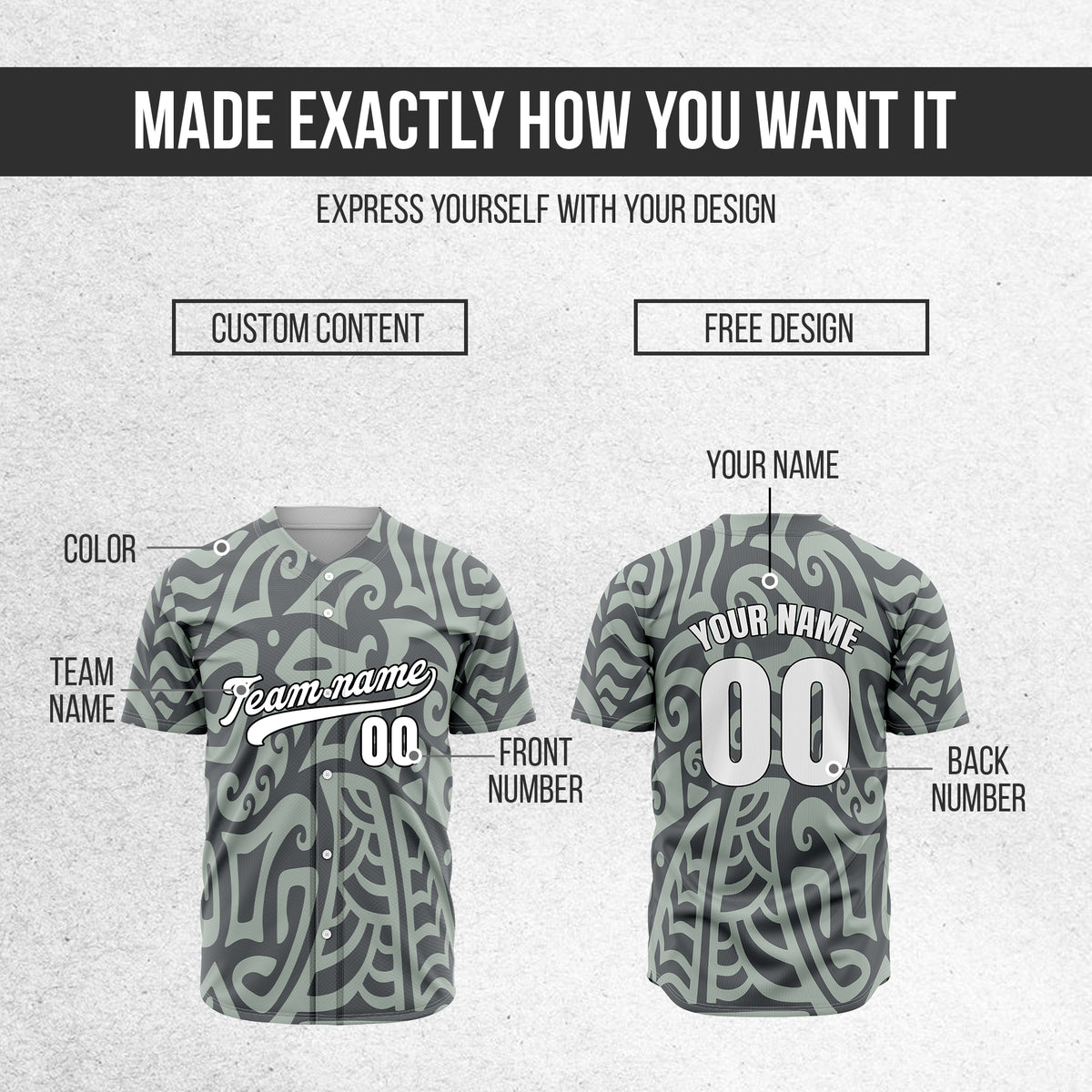 Custom Hawaii Blaze Grey Baseball Sports Jersey Personalized Uniform with Name & Number