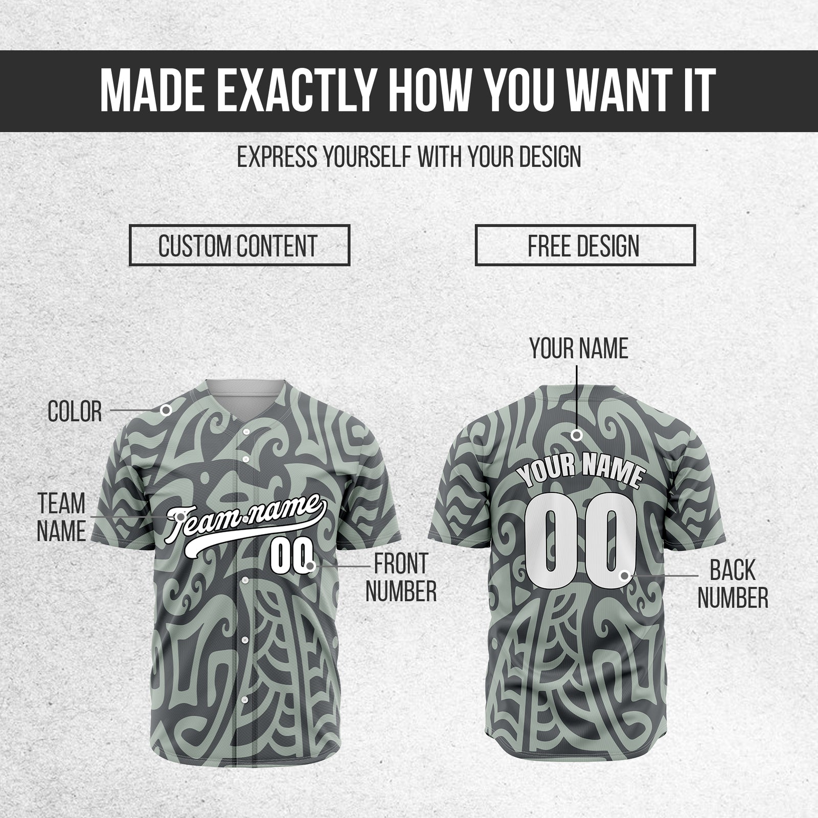 Custom Hawaii Blaze Grey Baseball Sports Jersey Personalized Uniform with Name & Number