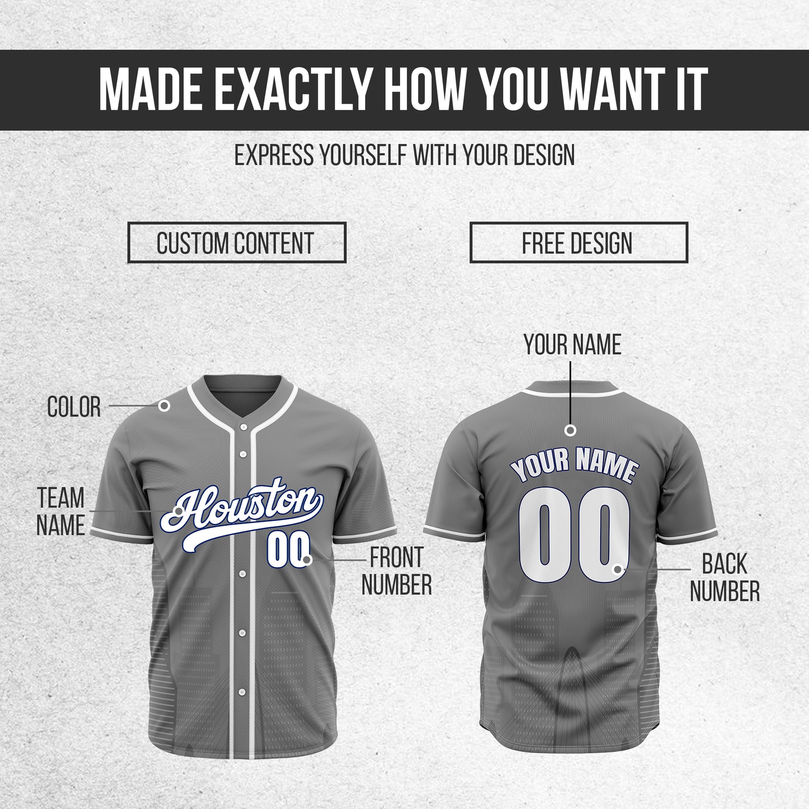 Custom City Pulse Grey Baseball Sports Jersey Personalized Uniform with Name & Number