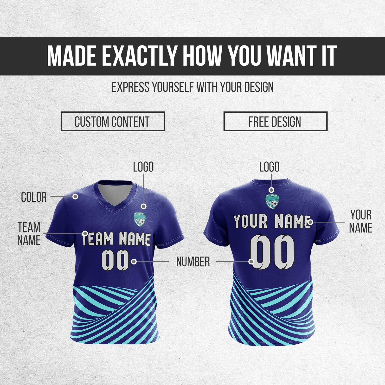 Custom WaveLine Stripe V-Neck Navy Soccer sport Tops Jersey