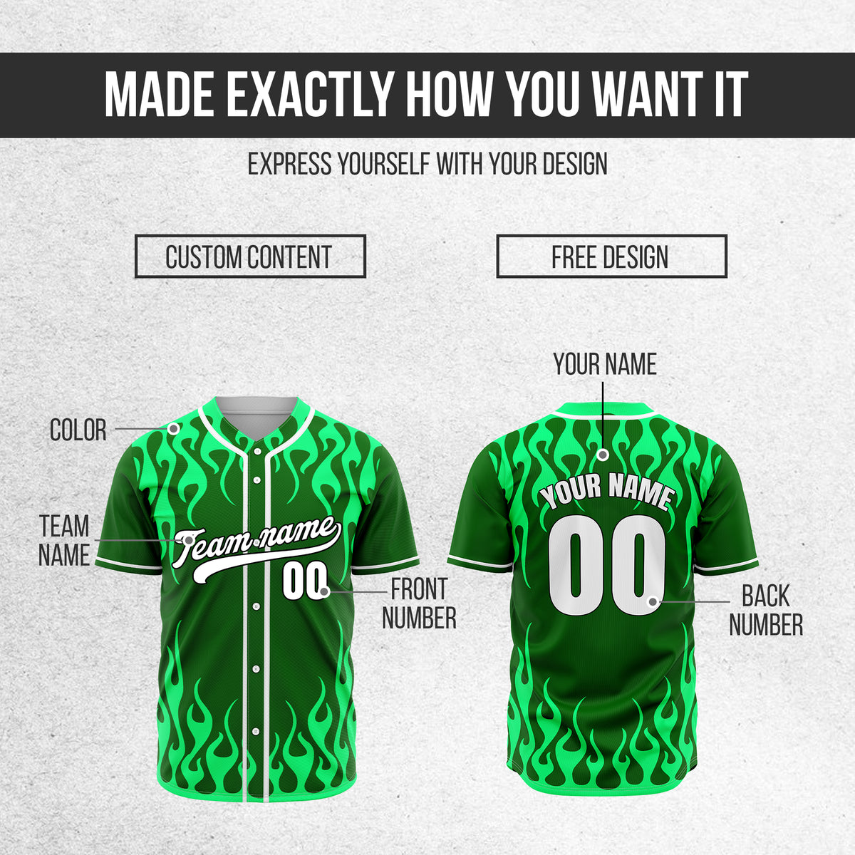 Custom Frostburn Green Baseball Sports Jersey Personalized Uniform with Name & Number