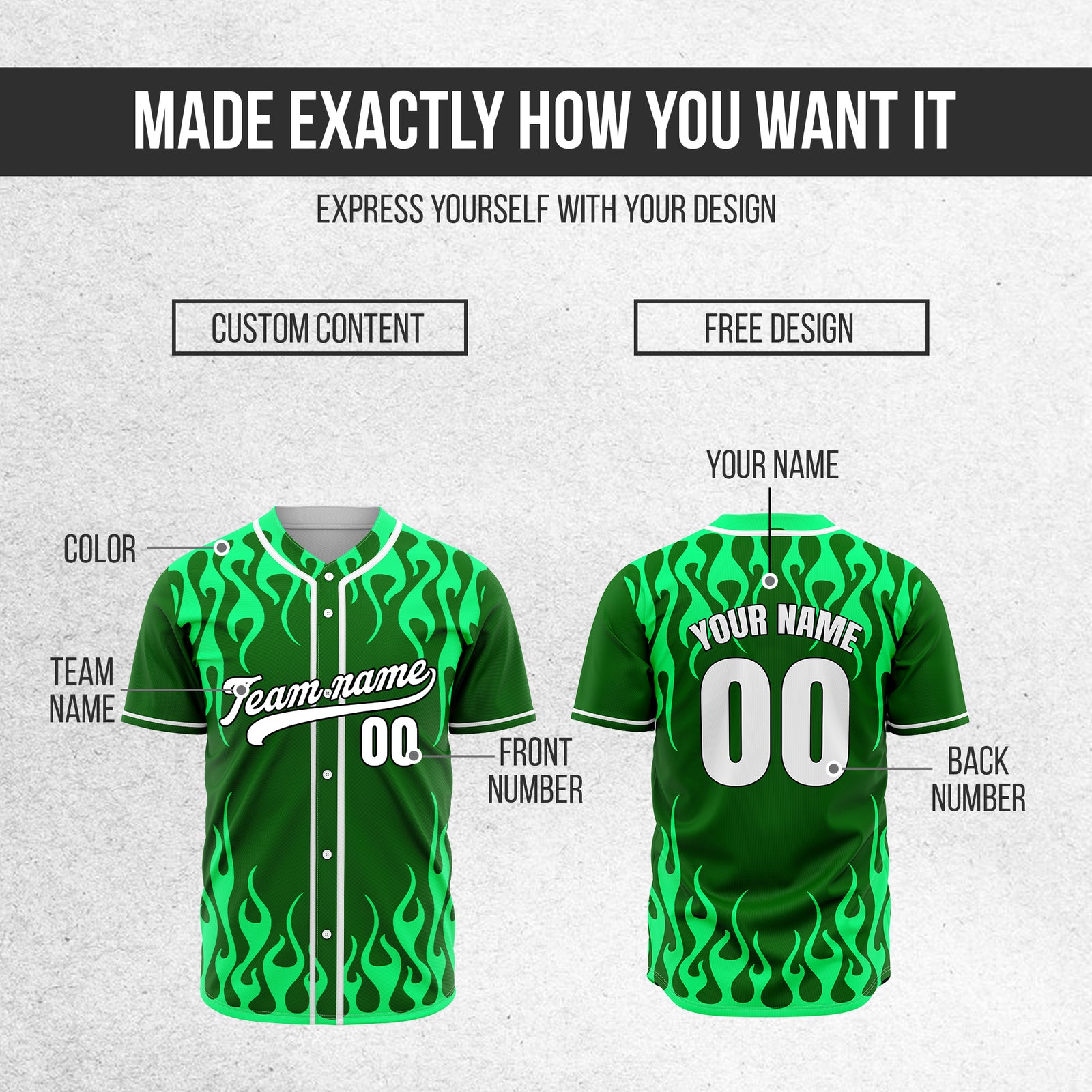 Custom Frostburn Green Baseball Sports Jersey Personalized Uniform with Name & Number