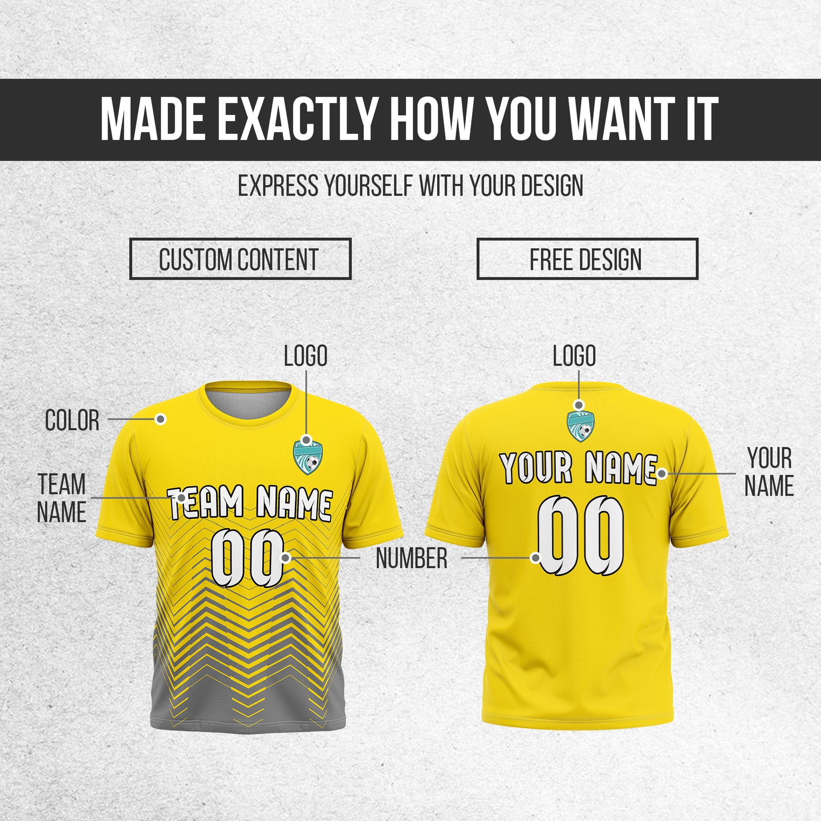 Custom Apex Strike R Side Pattern Yellow Soccer sport Tops Jersey