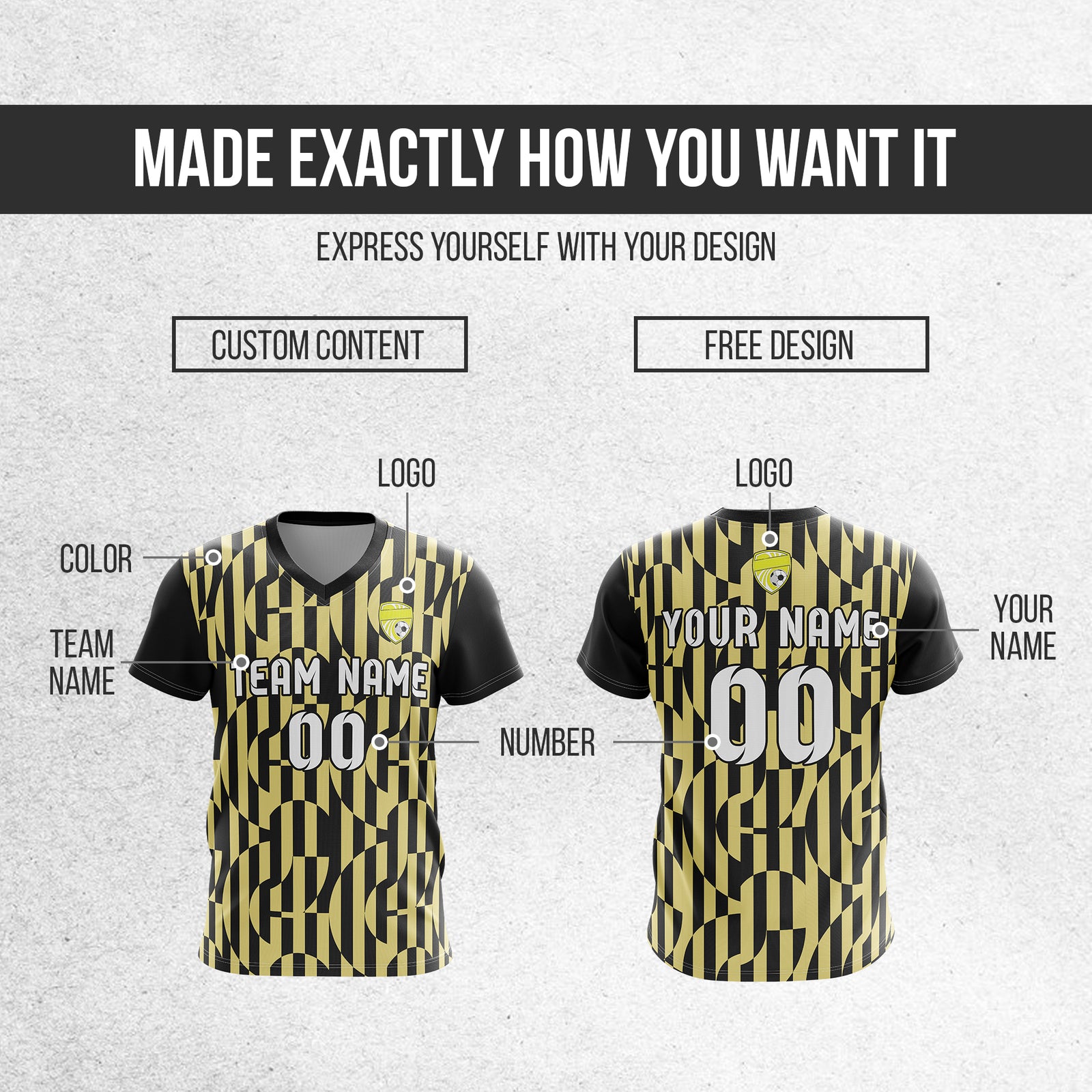Custom Pulse Grid V-Full Pattern Black Soccer sport Tops Jersey