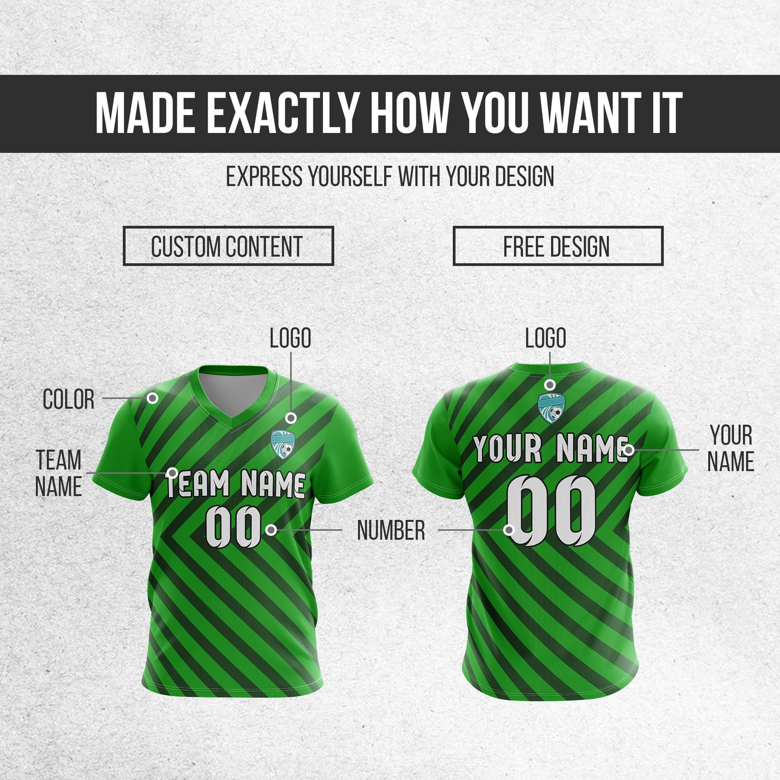 Custom Swift Stripe V-Neck Green Soccer sport Tops Jersey