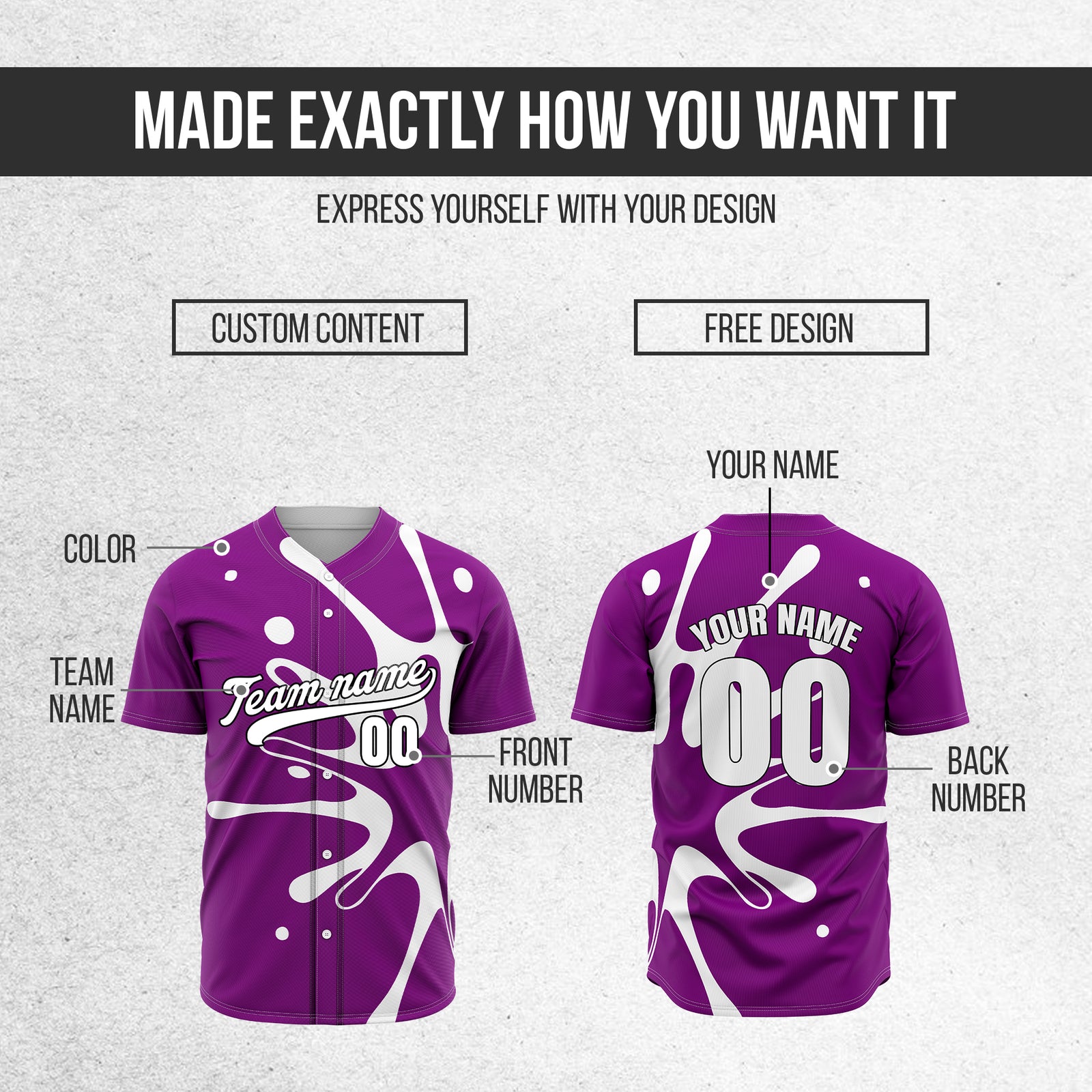 Custom Ink Surge Purple Sports Jersey Personalized Uniform with Name & Number