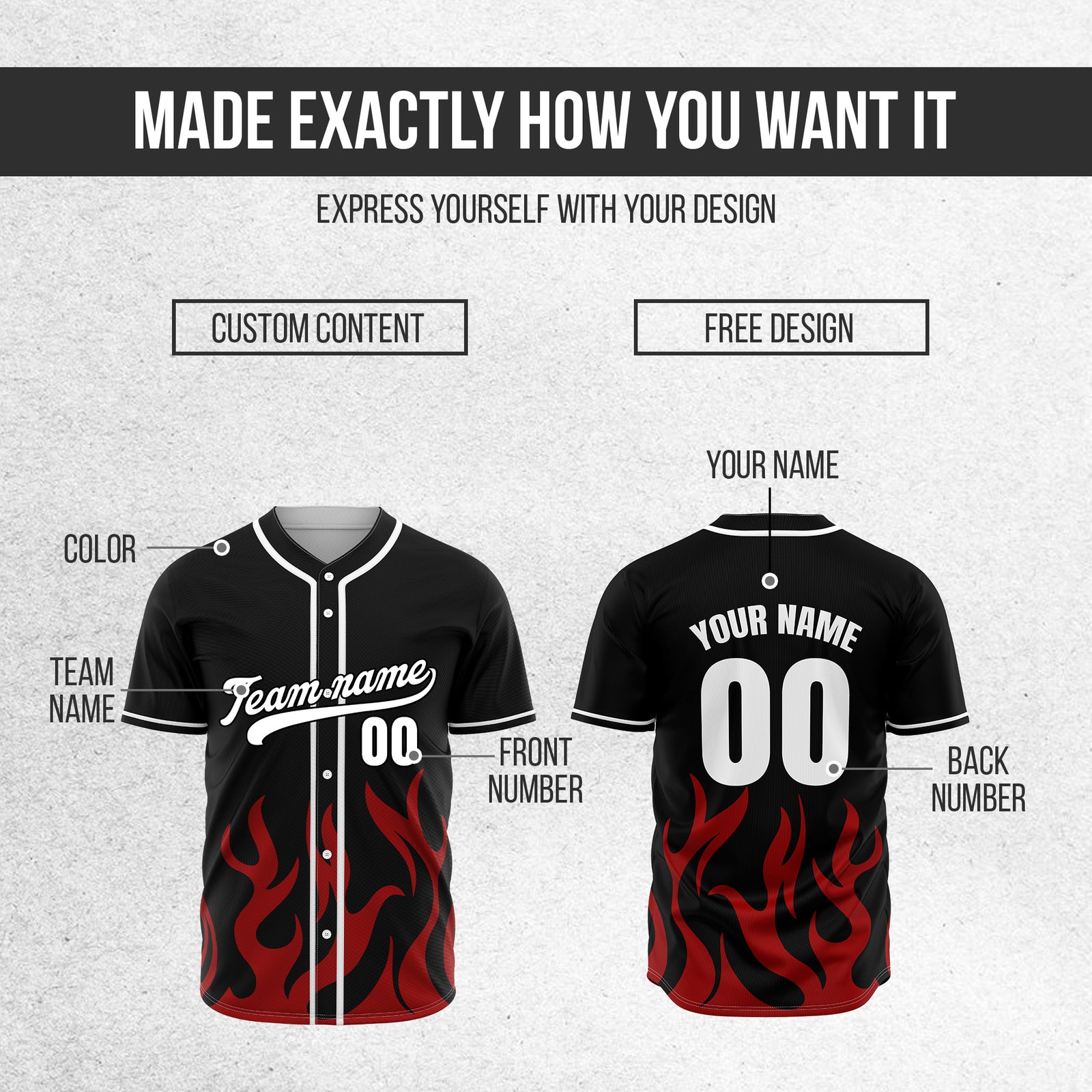 Custom Burnout Black Baseball Sports Jersey Personalized Uniform with Name & Number