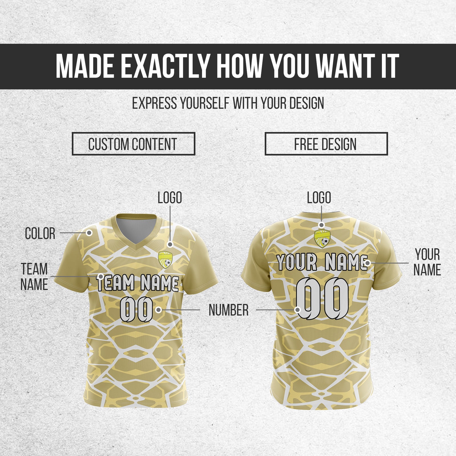 Custom Wild Pulse V-Full Pattern khaki Soccer sport Tops Jersey