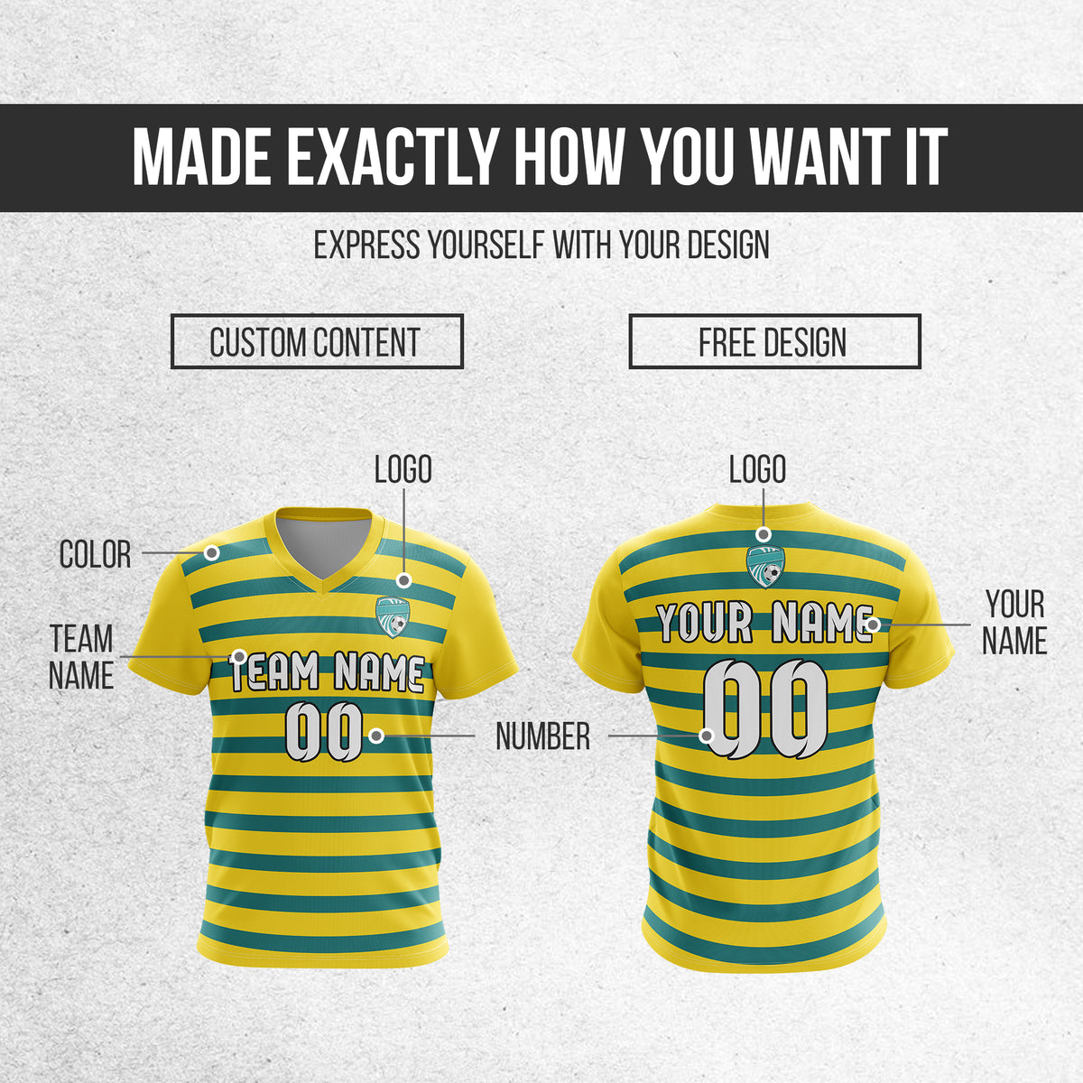 Custom Royal Stripe V-Neck Yellow Soccer sport Tops Jersey