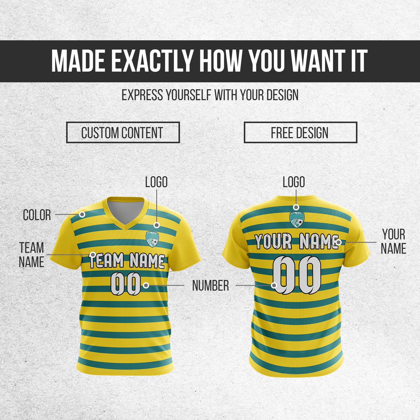 Custom Royal Stripe V-Neck Yellow Soccer sport Tops Jersey