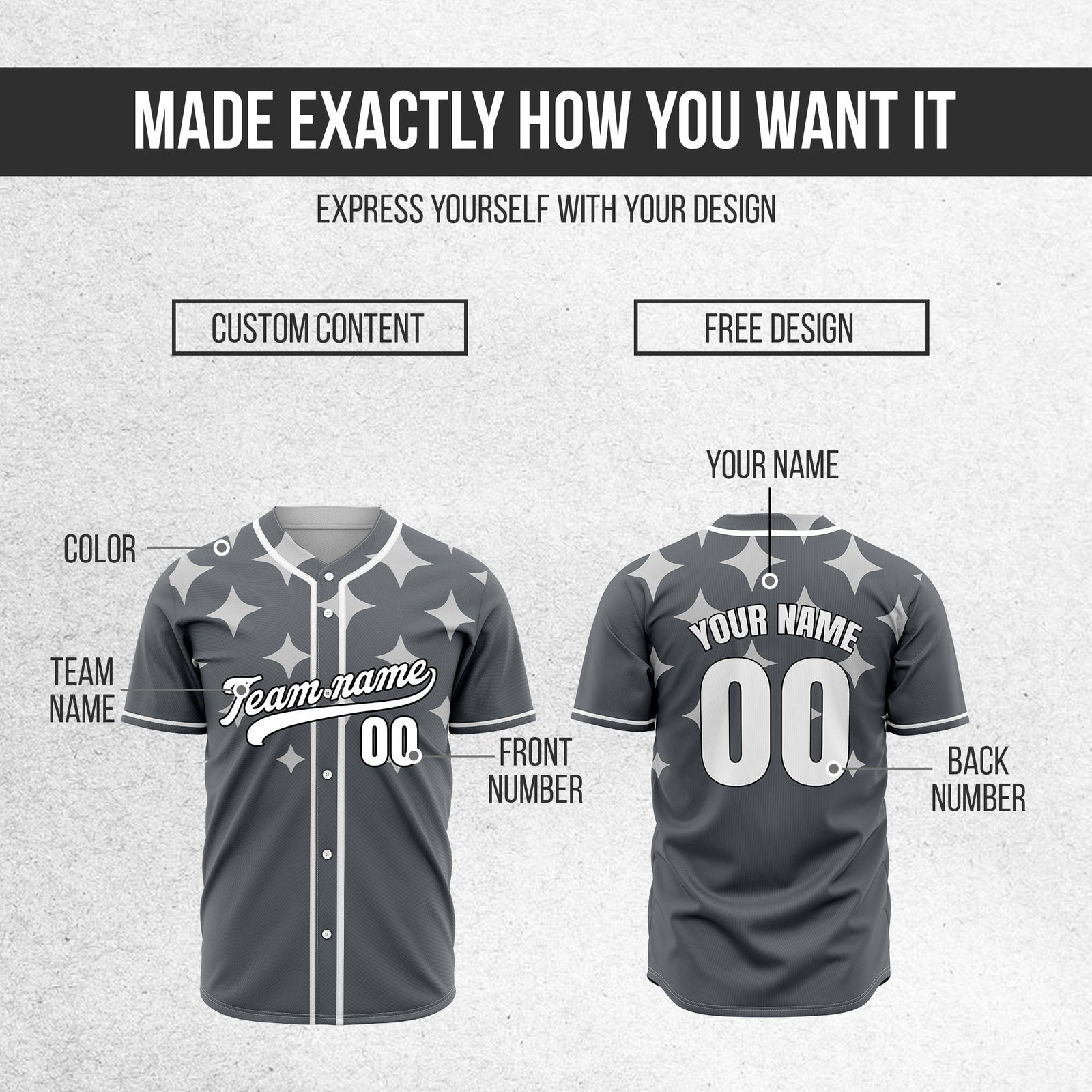 Custom Starlight Dark Grey Baseball Sports Jersey Personalized Uniform with Name & Number