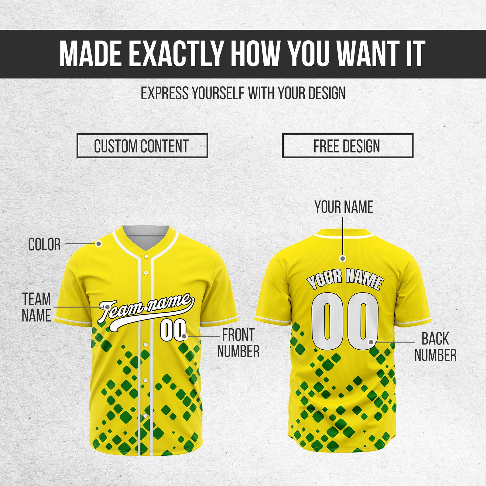 Custom Shadow Sparks Yellow Baseball Sports Jersey Personalized Uniform with Name & Number
