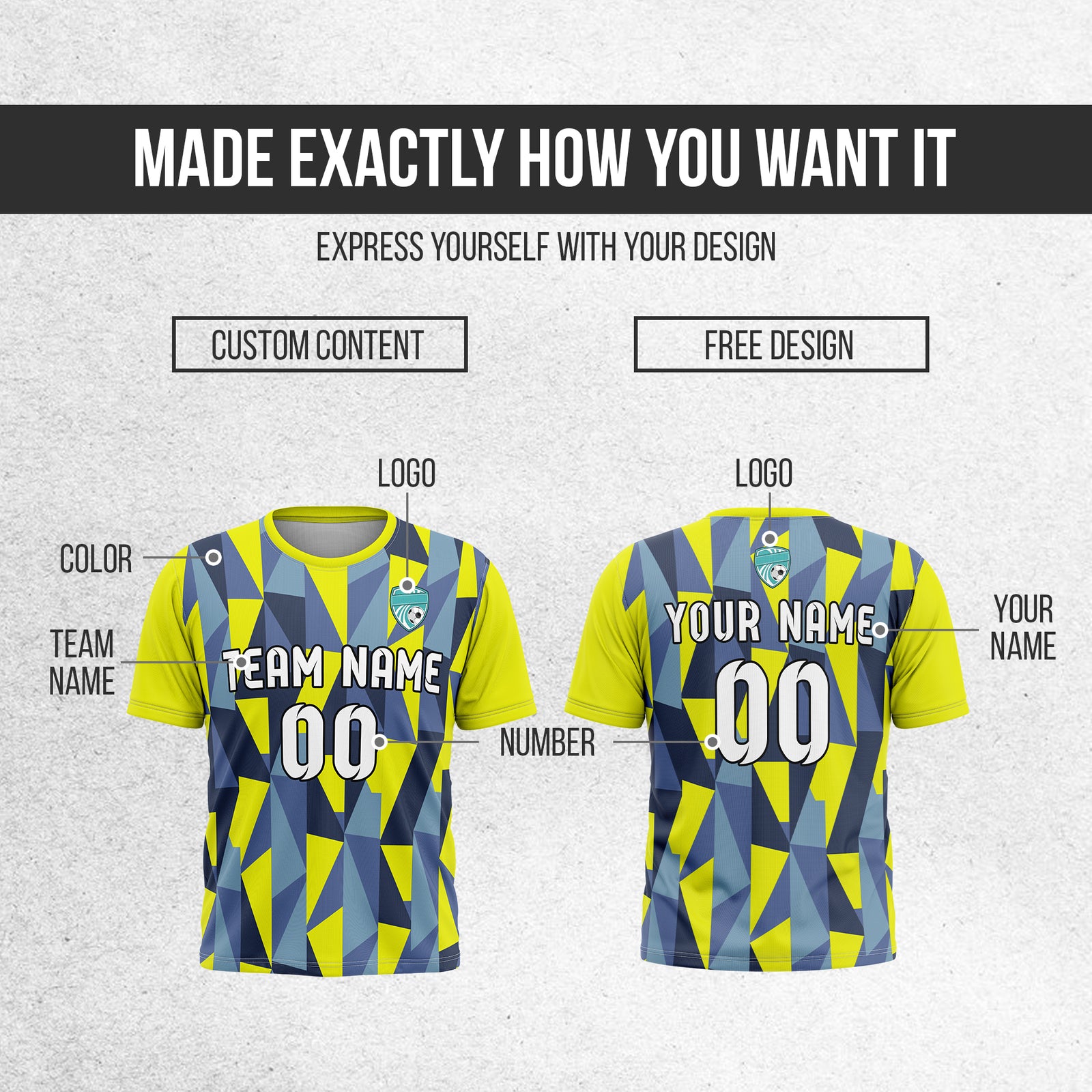 Custom Crystal R-Full Pattern Soccer Yellow Sport Tops Jersey