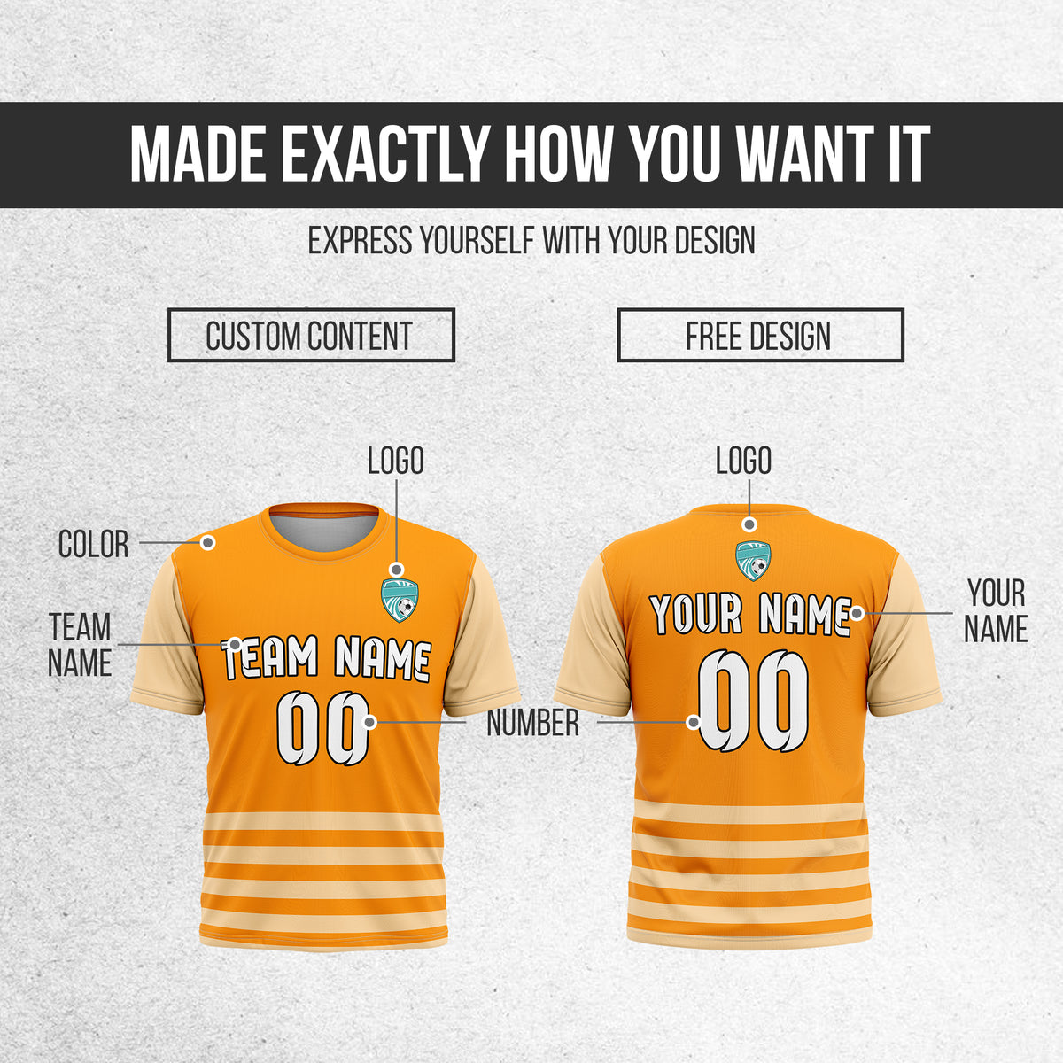 Custom BaseLine Stripe Orange Soccer sport Tops Jersey
