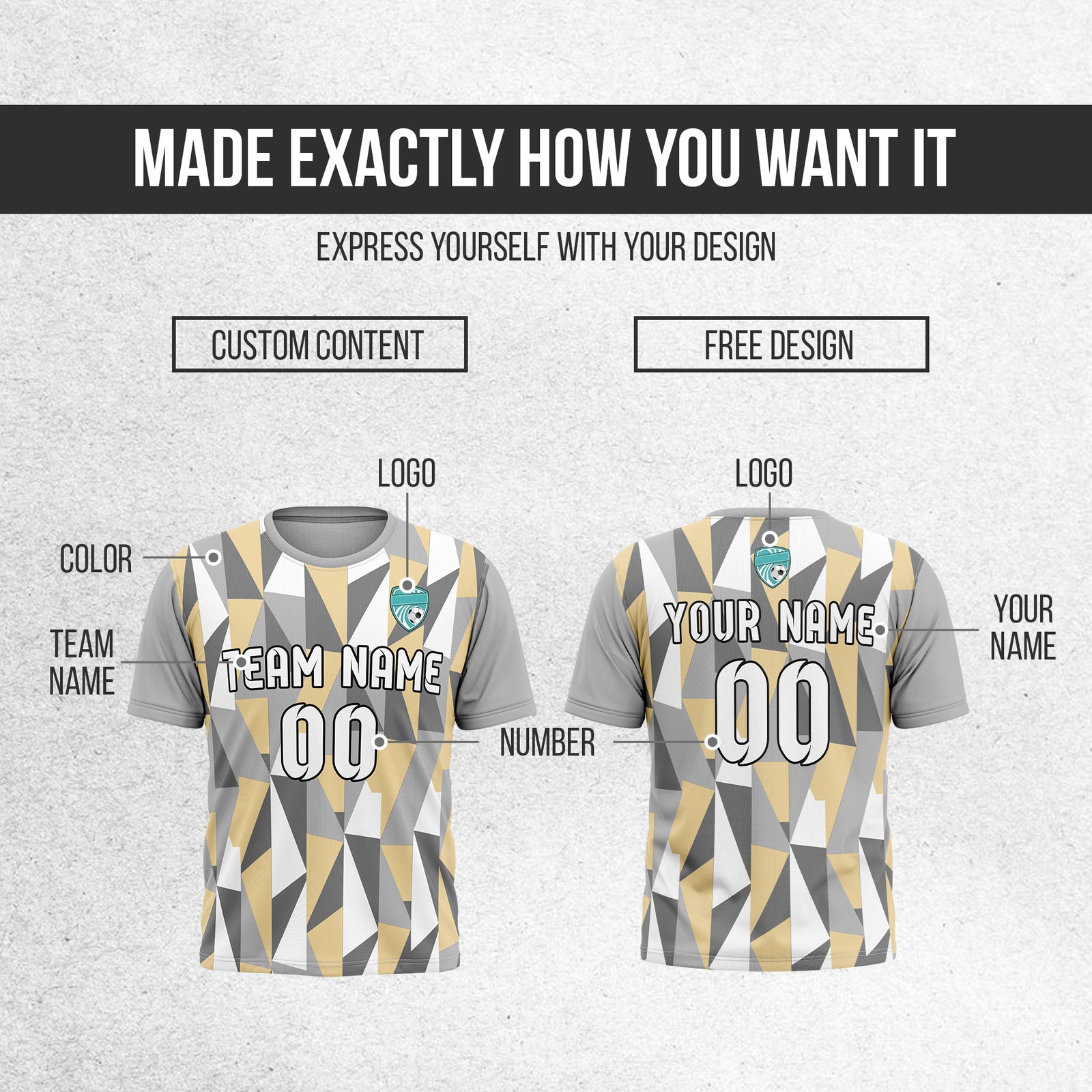 Custom Crystal R-Full Pattern Soccer Grey Sport Tops Jersey