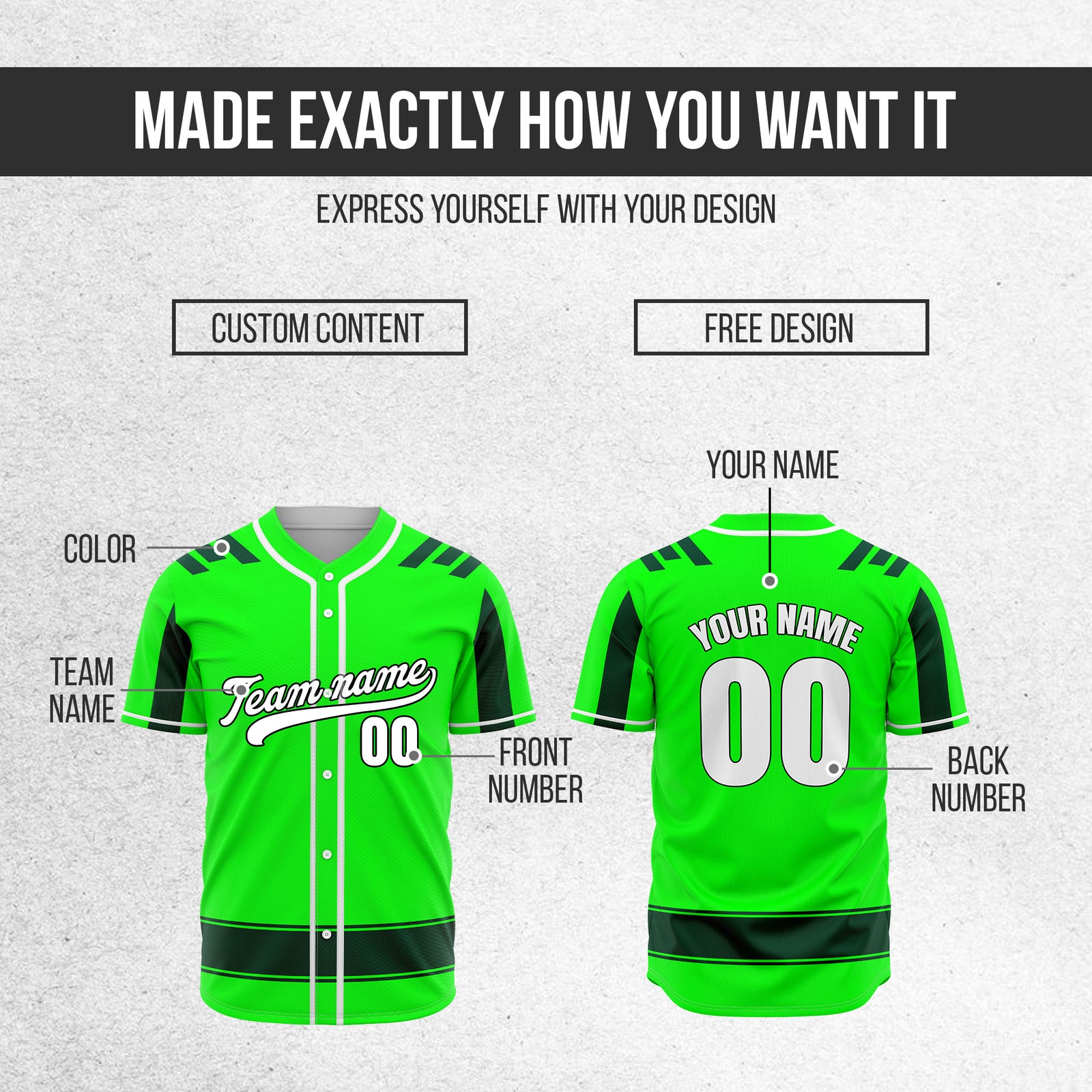 Custom Radiant Strike Green Raglan Style Baseball Sports Jersey Personalized Uniform with Name & Number